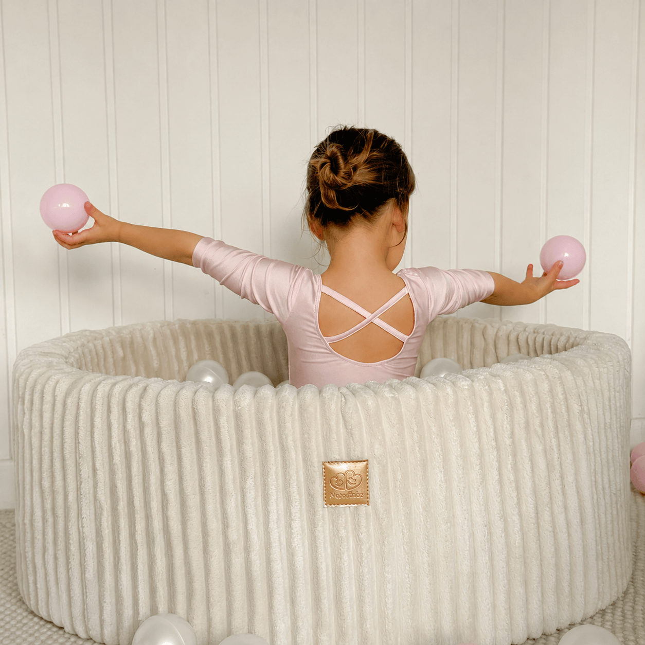 Meowbaby Basen z Kulkami dla Dziecka - Piłki do Wyboru | Cotton Candy White | Churros