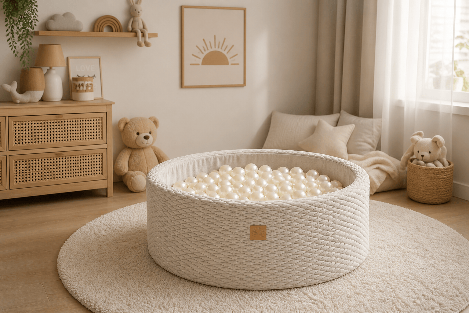 Meowbaby Basen z Kulkami dla Dziecka | Piłki do wyboru | Ivory | Dune