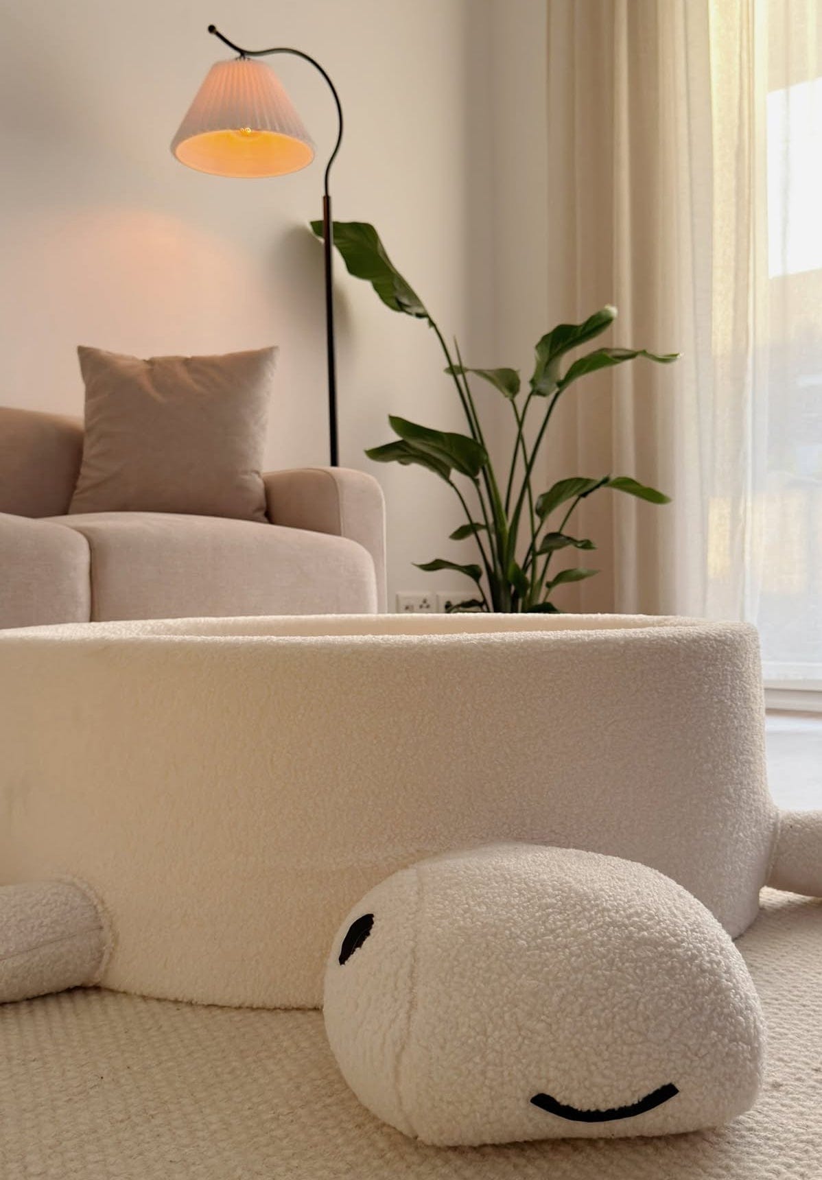 Meowbaby Basen z Kulkami dla Dziecka - Żółw | Piłki do wyboru | Cheesecake Cream Beige | Boucle