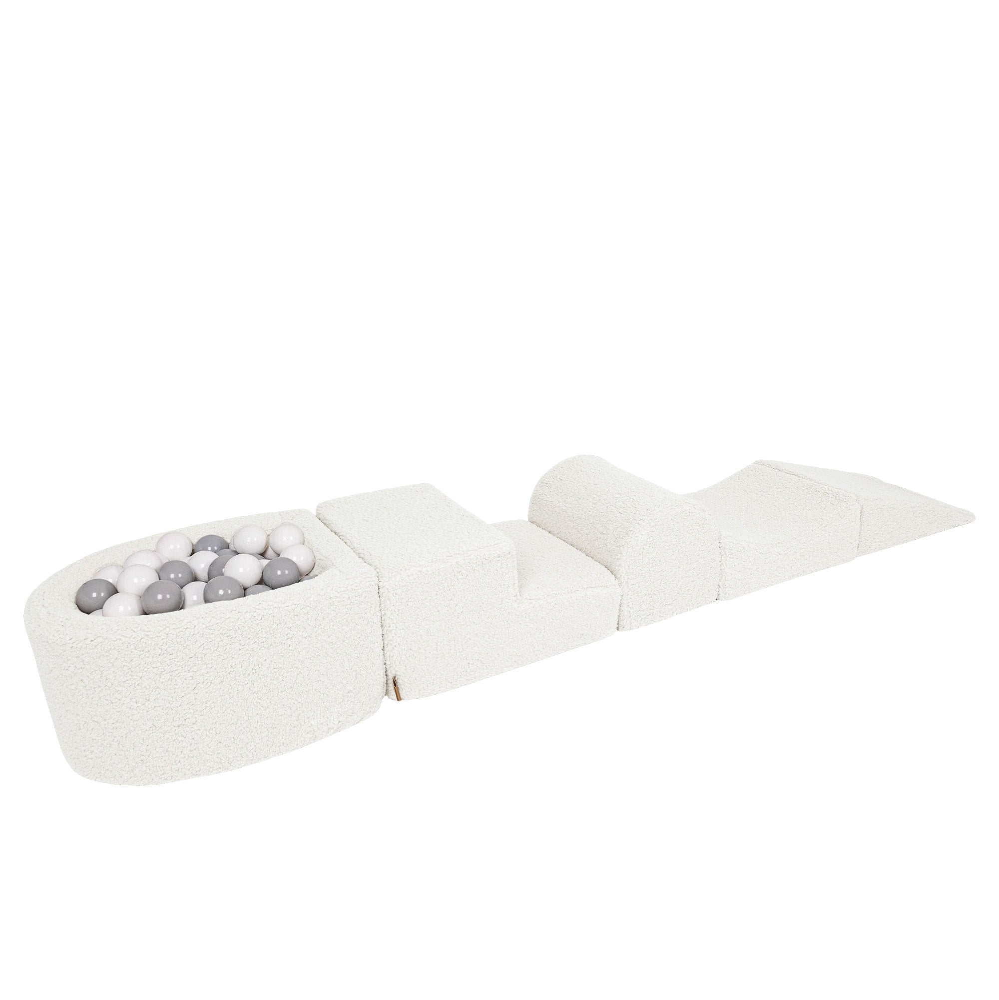 Meowbaby Bearly Kids Foam Climbing Blocks White - Baby Soft Play Set | Balls to Choose