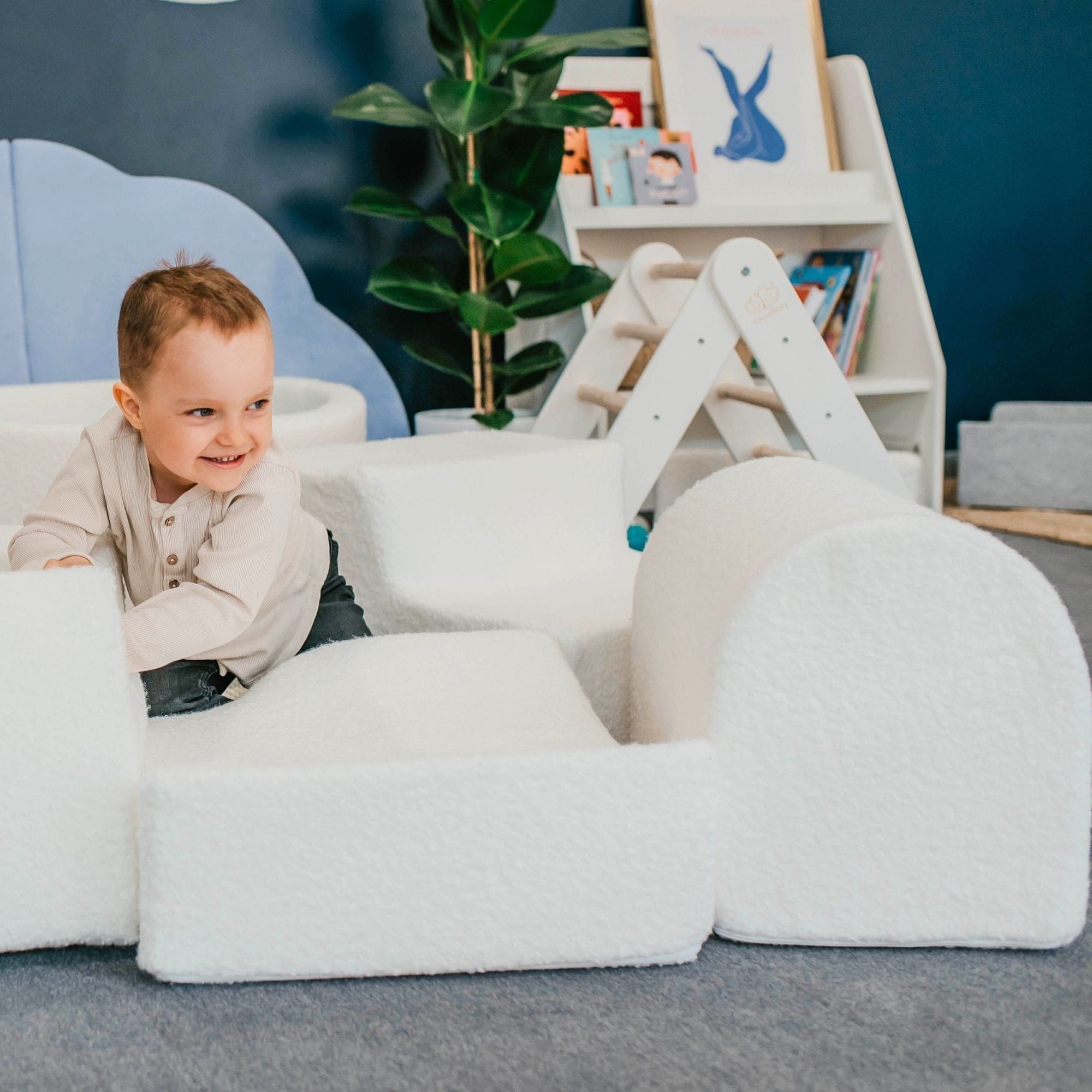 Meowbaby Boucle Kids Foam Climbing Blocks - Baby Soft Play Set | 3 Elements