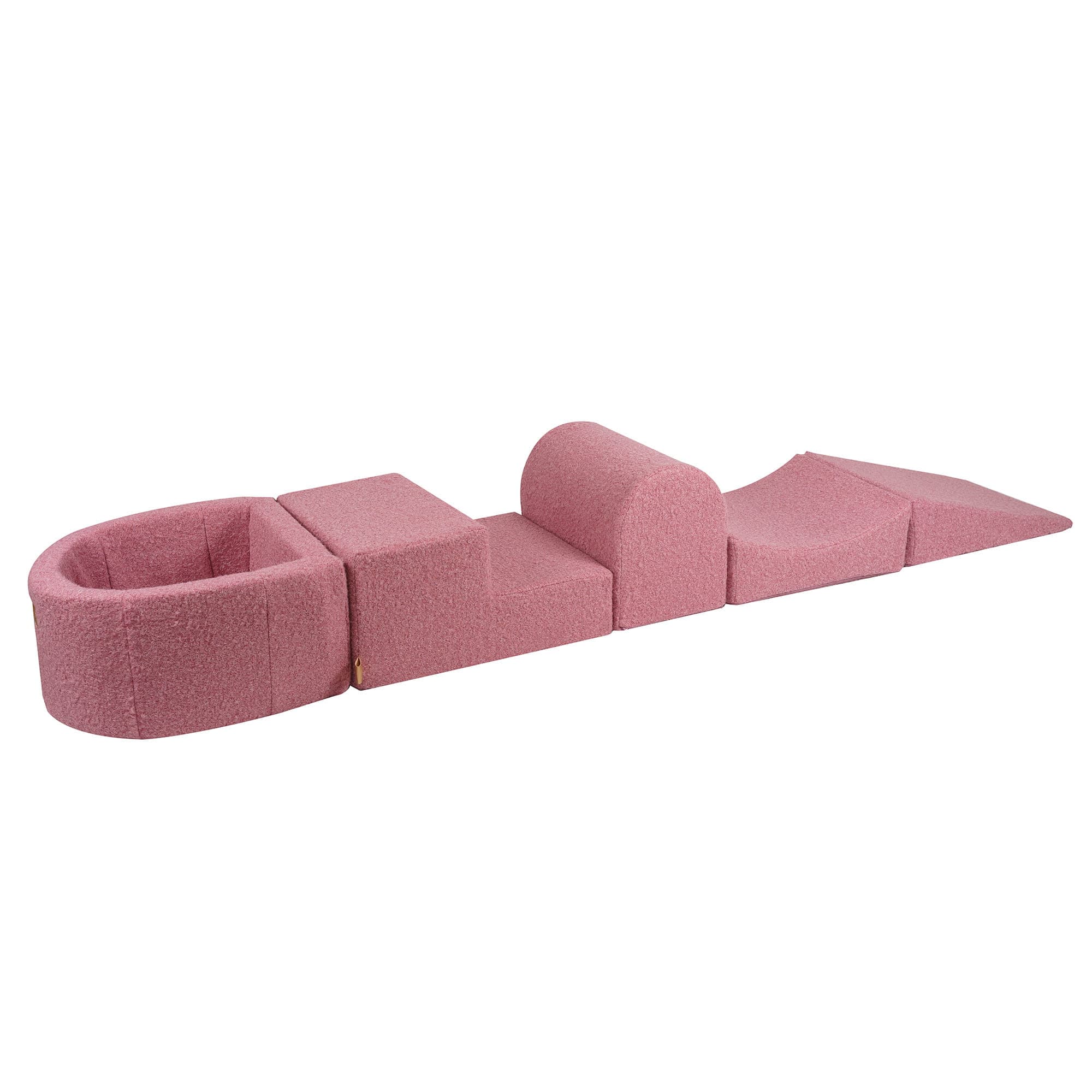 Meowbaby Boucle Kids Foam Climbing Blocks Pink - Baby Soft Play Set | Balls to Choose