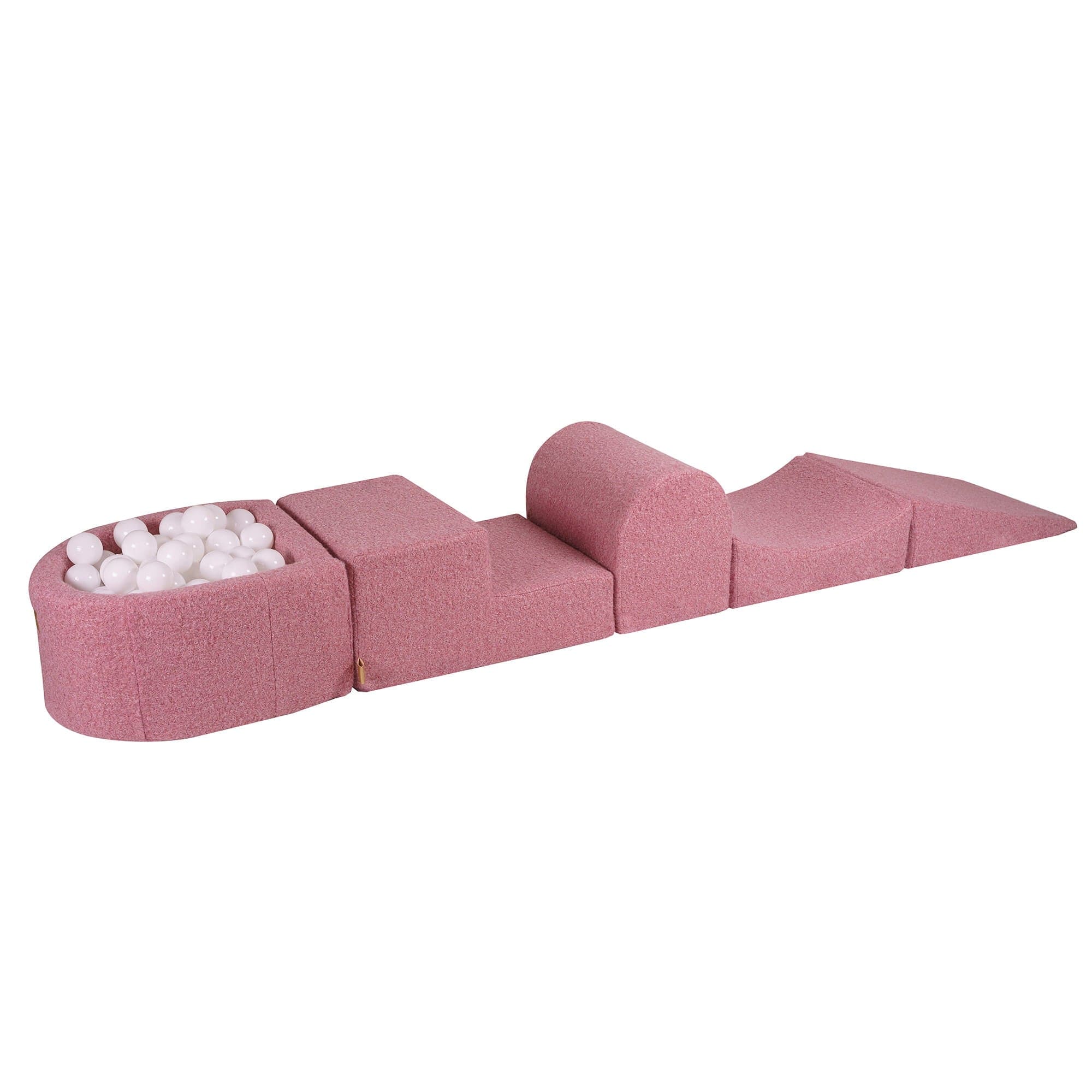 Meowbaby Boucle Kids Foam Climbing Blocks Pink - Baby Soft Play Set | Balls to Choose