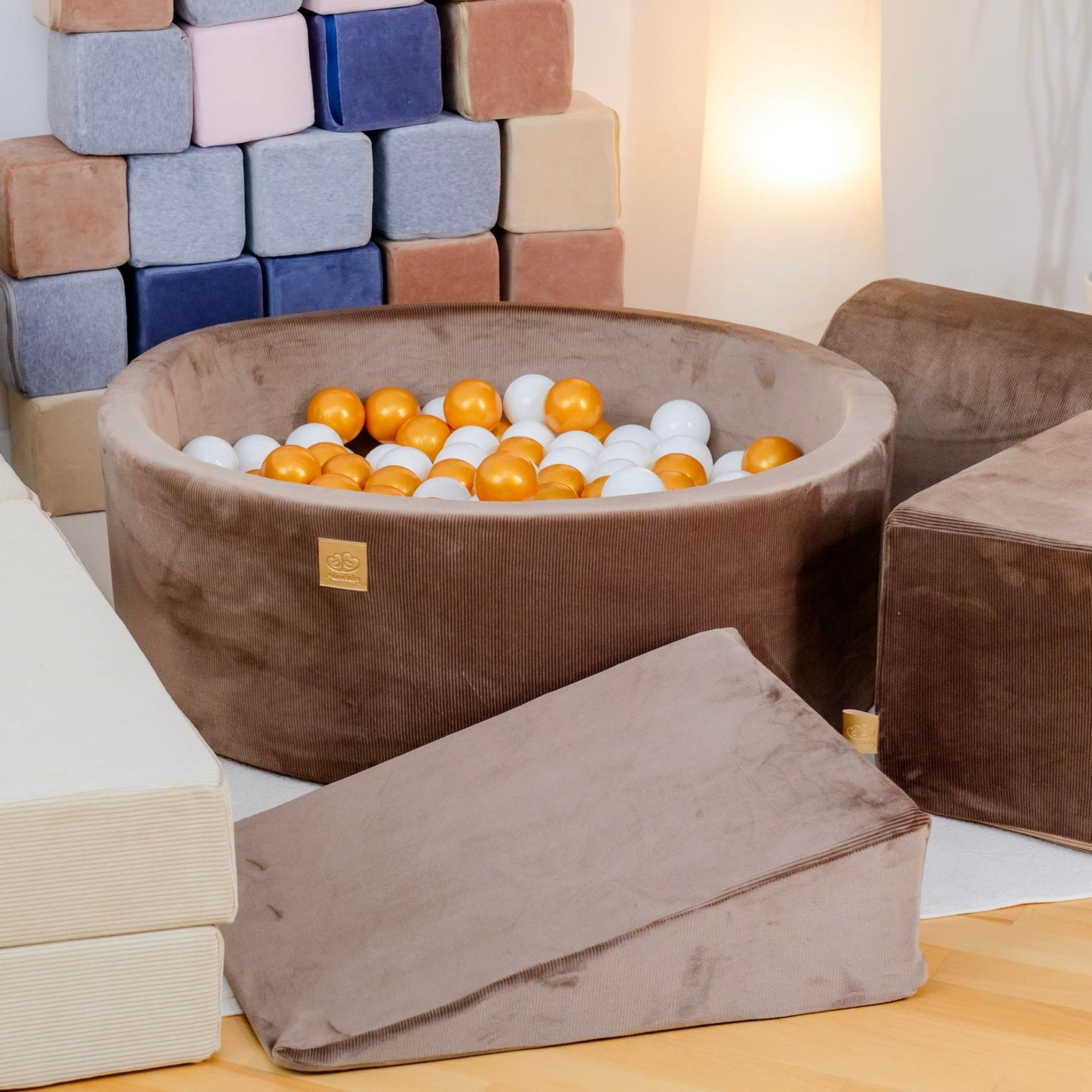 Meowbaby Corduroy Foam Baby Ball Pit Apricot