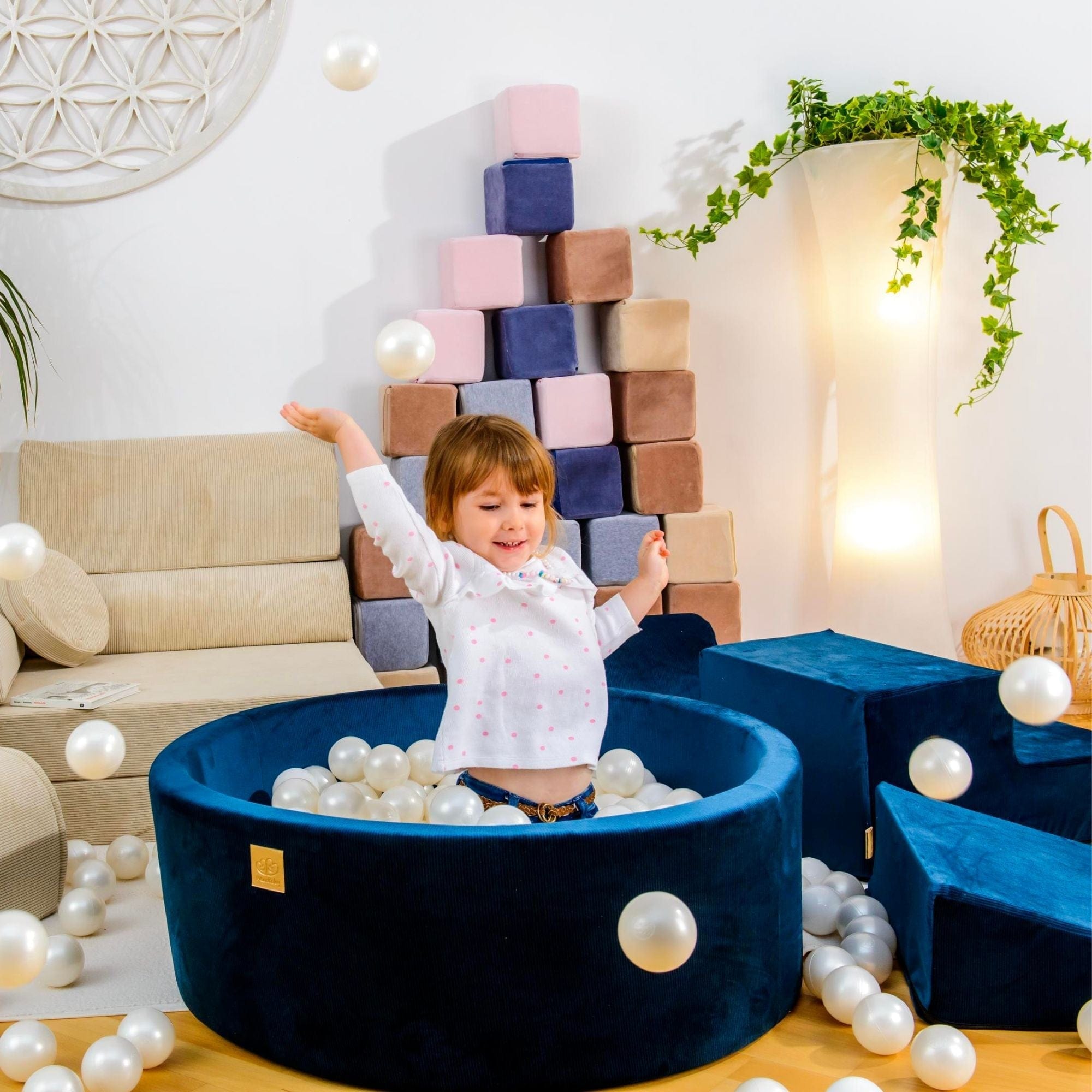Meowbaby Corduroy Foam Baby Ball Pit Apricot