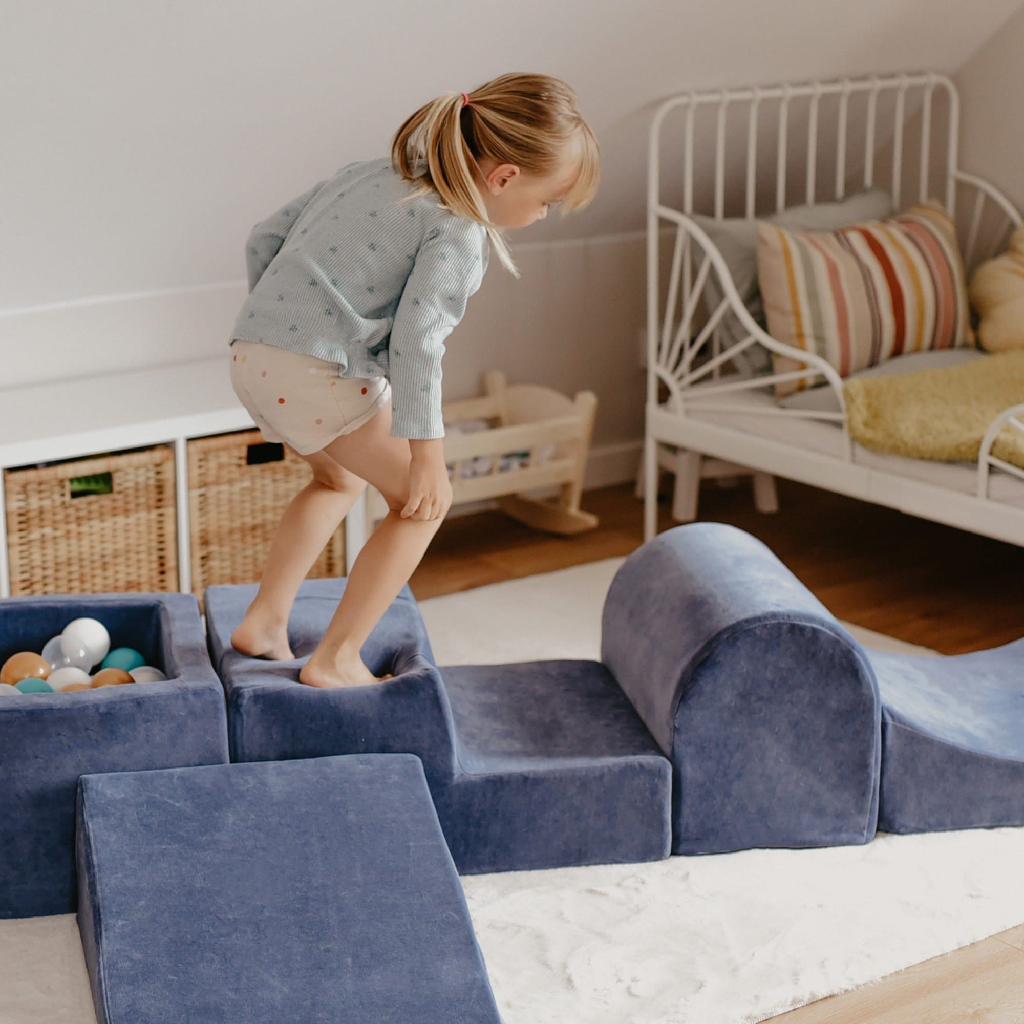 Meowbaby Corduroy Kids Foam Climbing Blocks - Baby Soft Play Set | 3 Elements