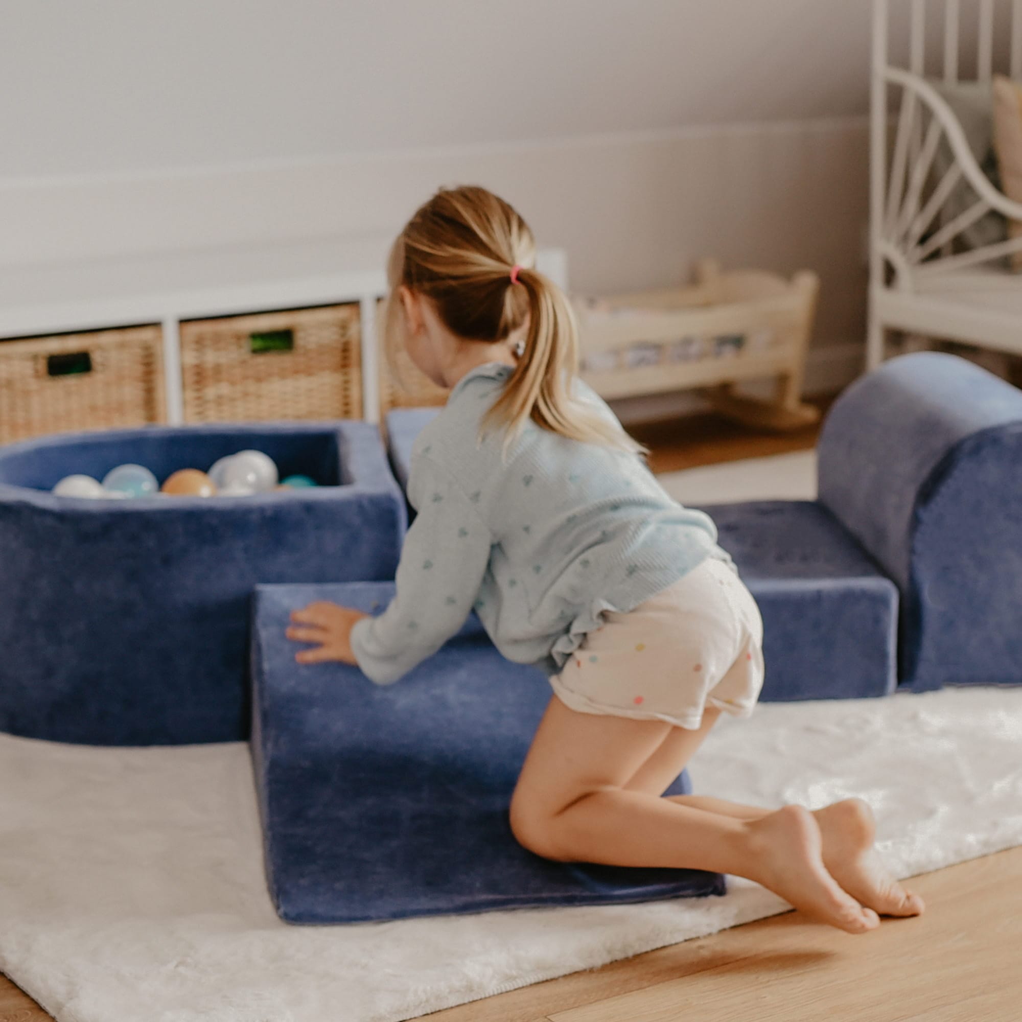 Meowbaby Corduroy Kids Foam Climbing Blocks - Baby Soft Play Set | 3 Elements