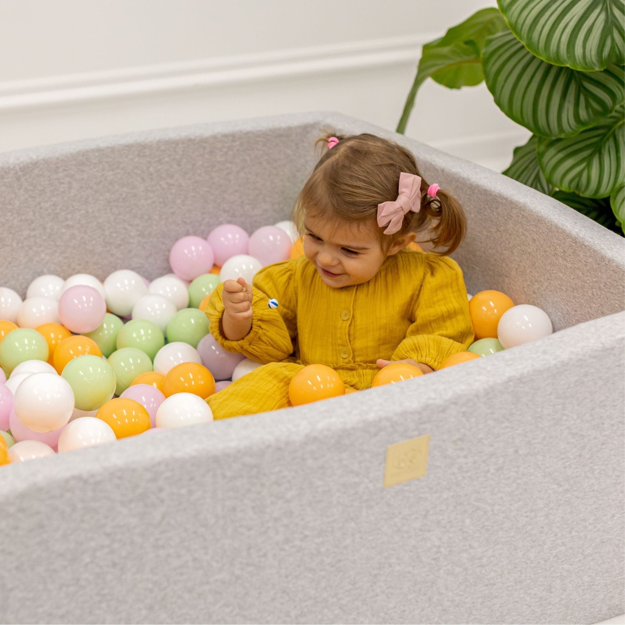 Meowbaby Cotton Ball Pit Light Grey Square Balls to Choose