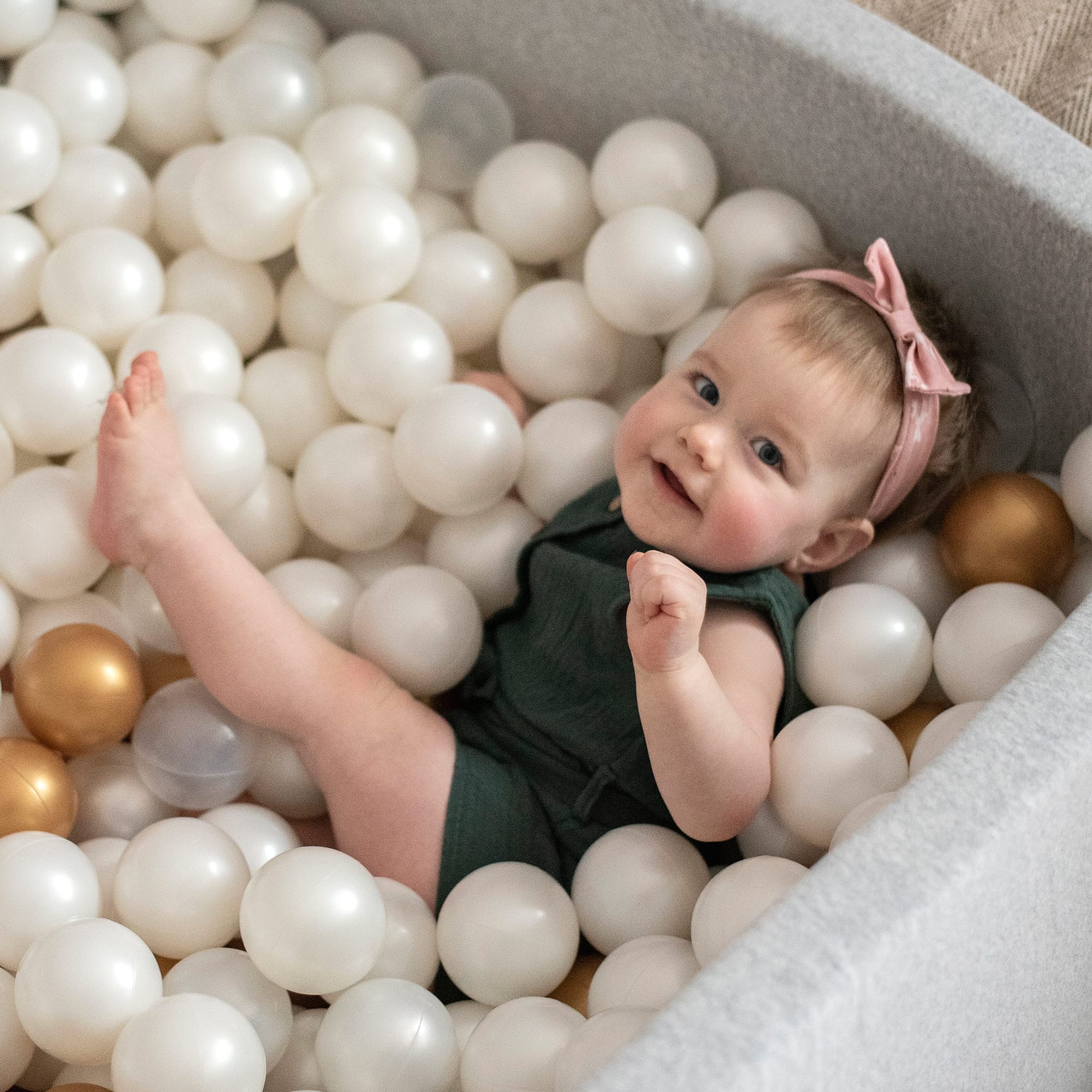 Meowbaby Cotton Ball Pit Light Grey Square Balls to Choose