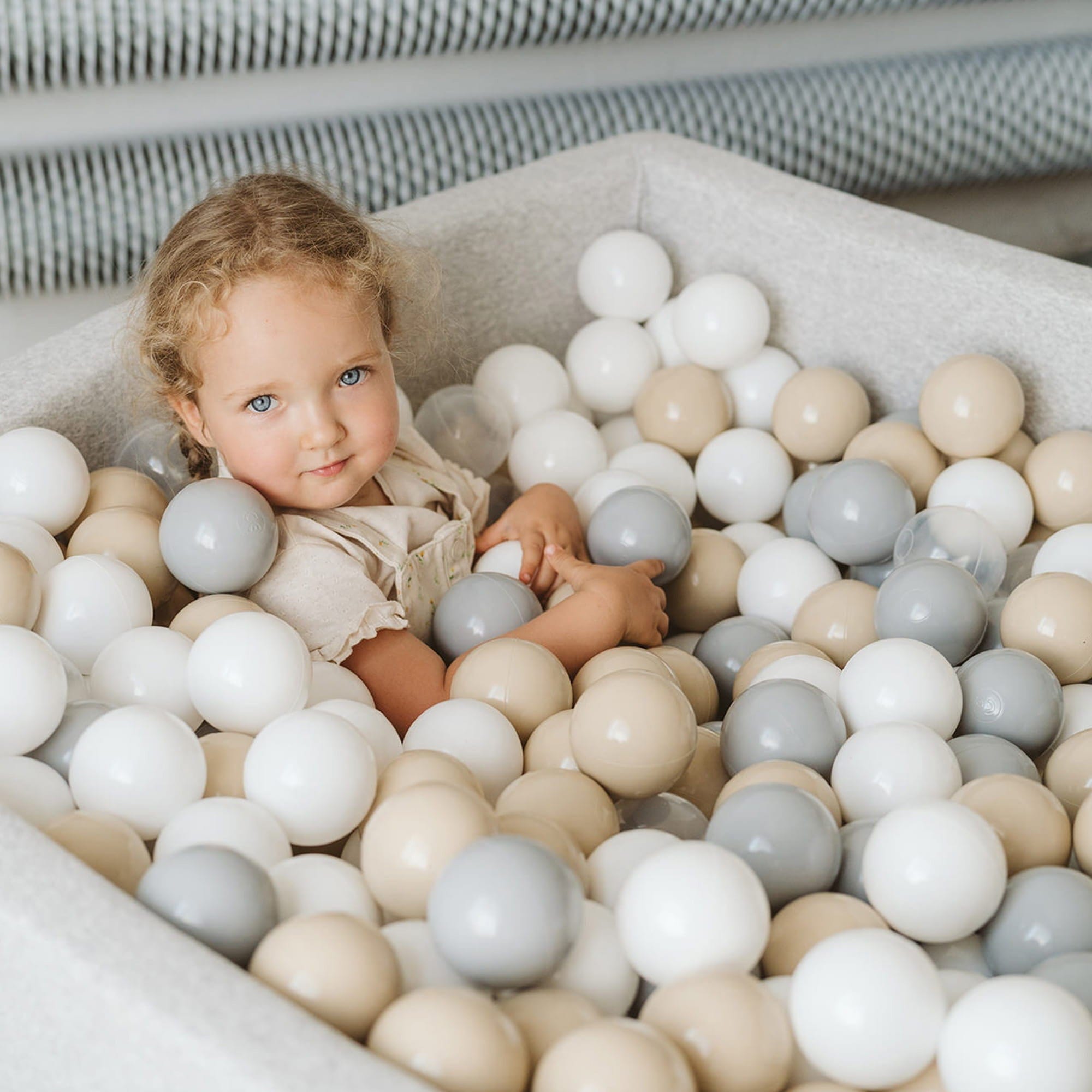 Meowbaby Cotton Ball Pit Light Grey Square Balls to Choose