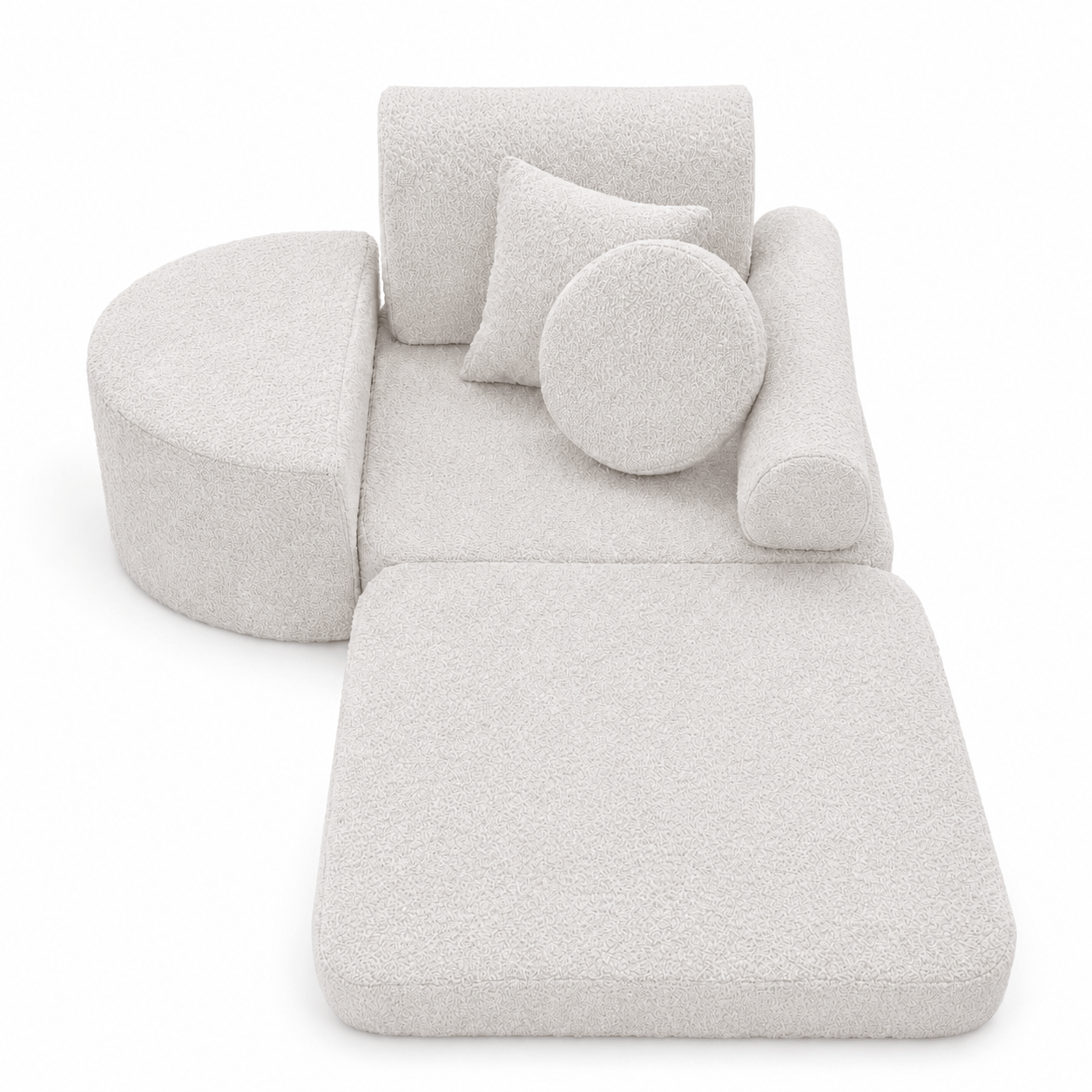 Meowbaby Fotel Modułowy dla Dziecka – 6 Elementów | Boucle | 60cm