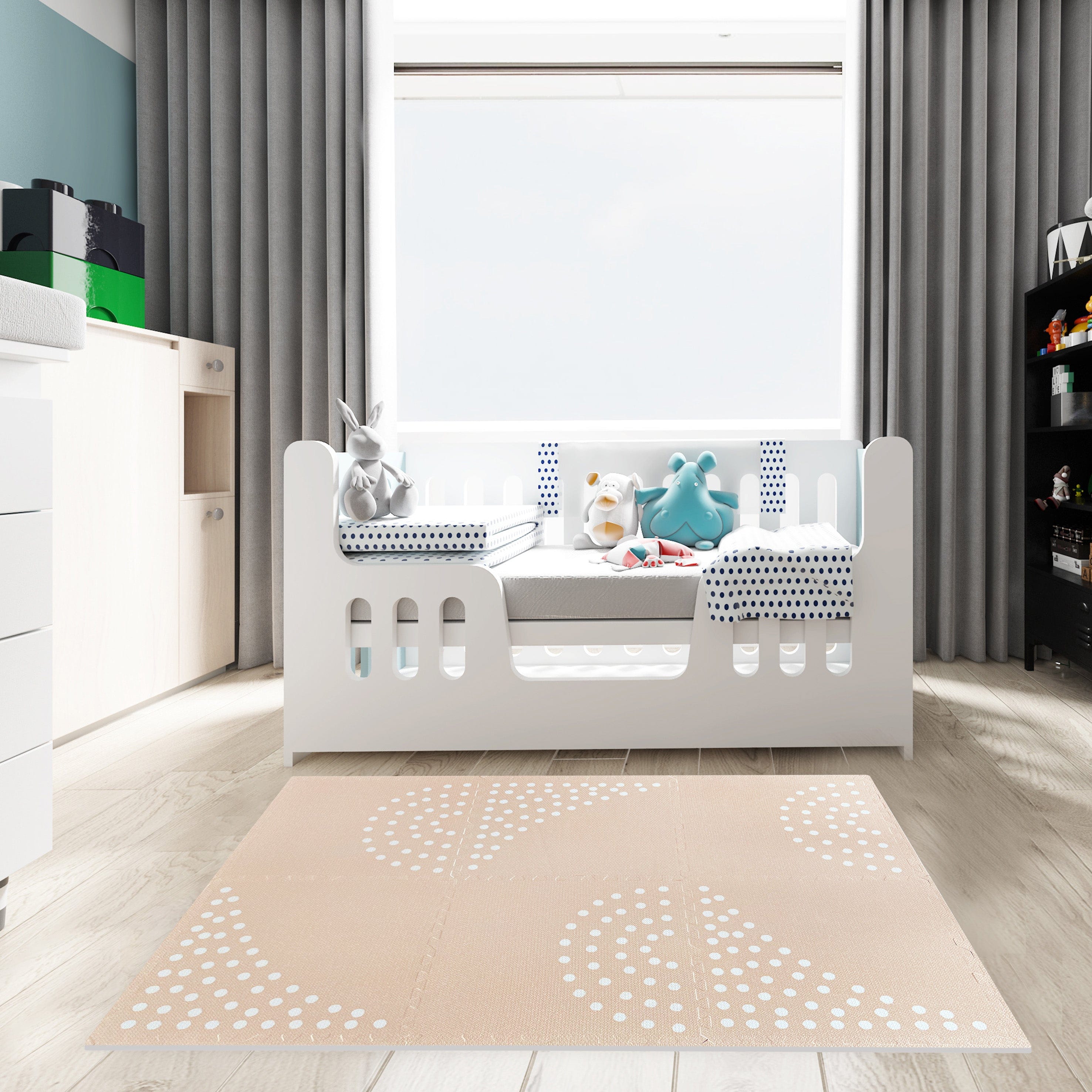 MeowBaby Mata Piankowa Puzzle MeowBaby – Beżowa Mata Edukacyjna | 6 elementów