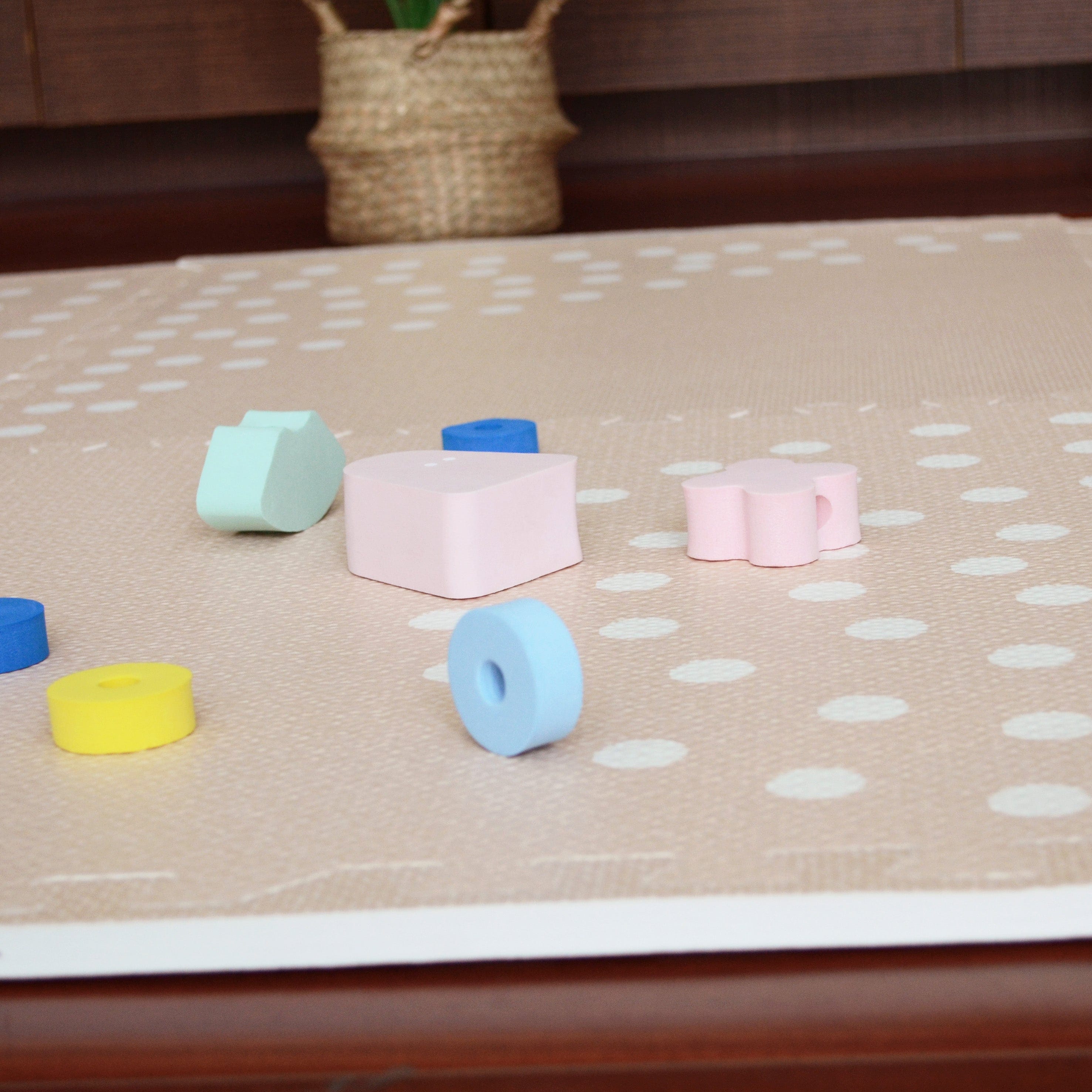 MeowBaby Mata Piankowa Puzzle MeowBaby – Beżowa Mata Edukacyjna | 6 elementów