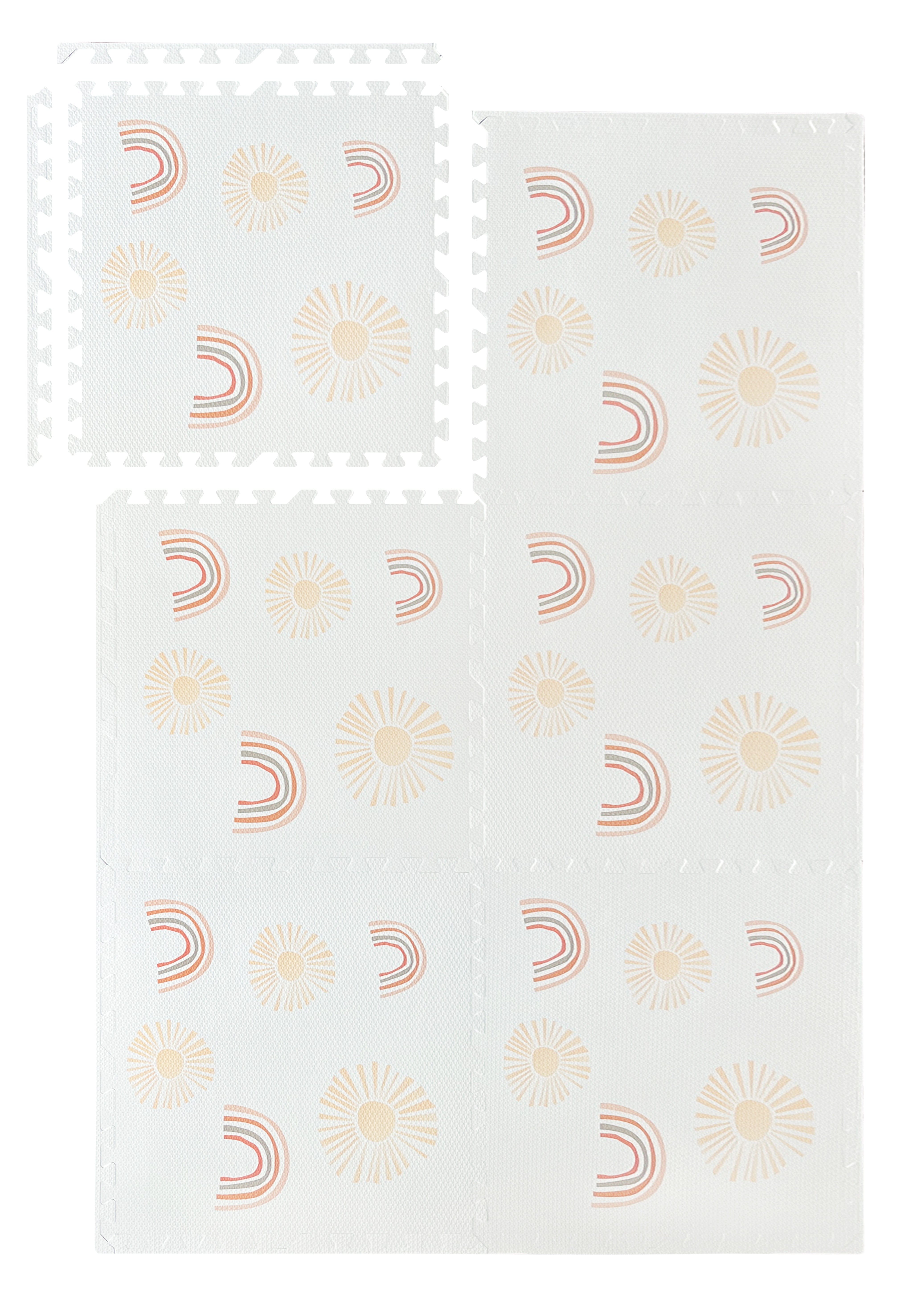 MeowBaby Mata Piankowa Puzzle MeowBaby – Beżowa Mata Edukacyjna | 6 elementów