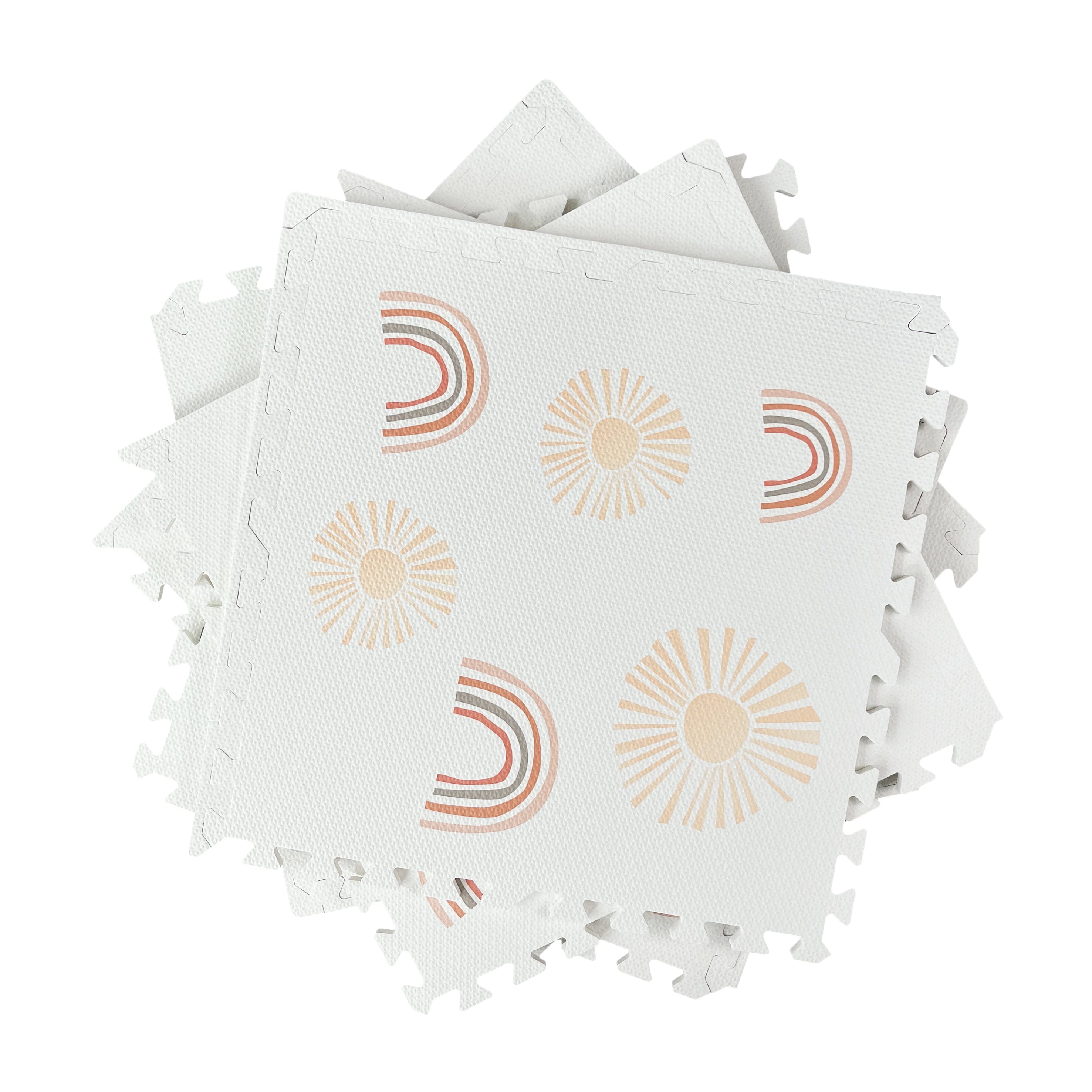 MeowBaby Mata Piankowa Puzzle MeowBaby – Beżowa Mata Edukacyjna | 6 elementów