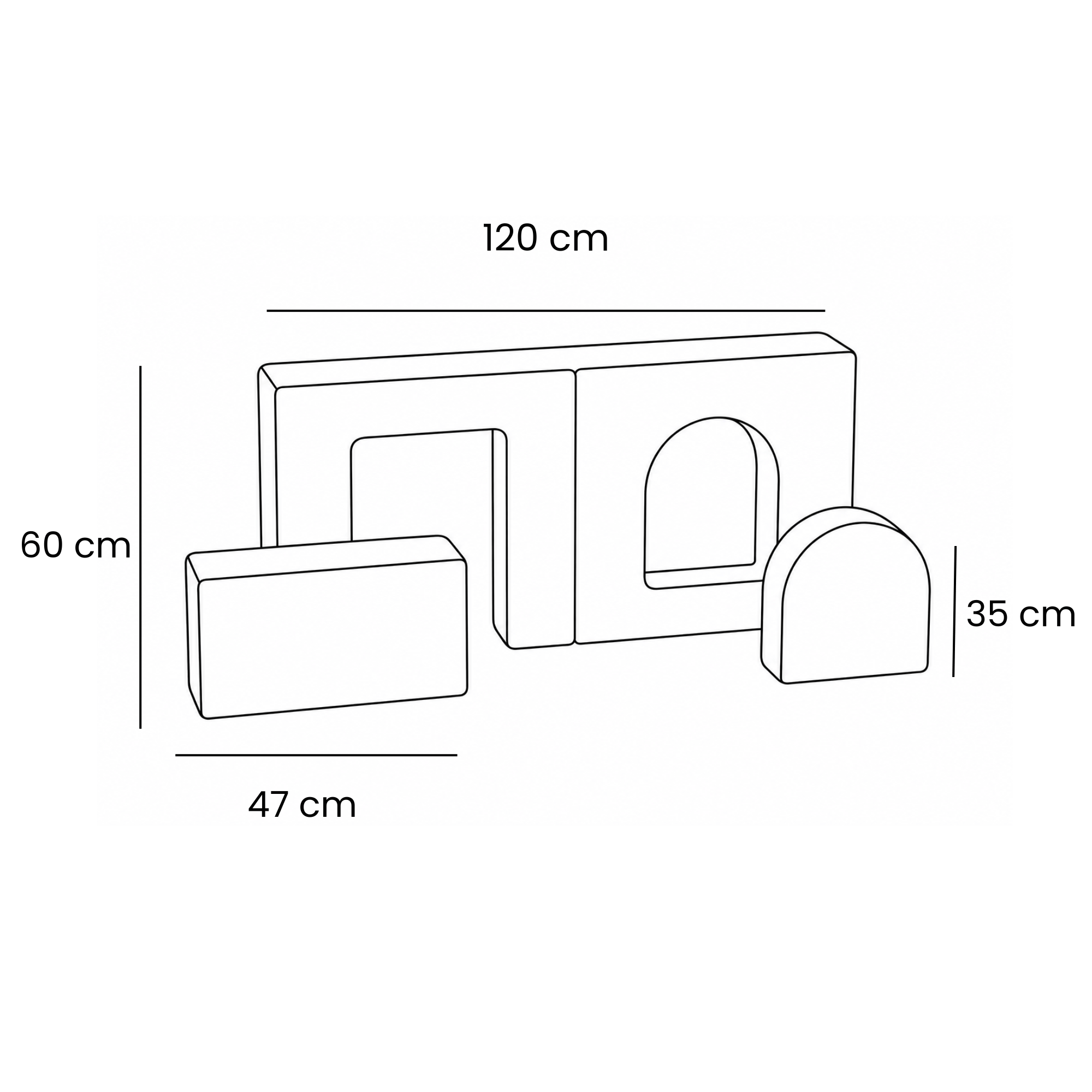Meowbaby Piankowy Plac Zabaw dla Dzieci Archway | 4 elementy | Pocket | 120 cm | Slimcord