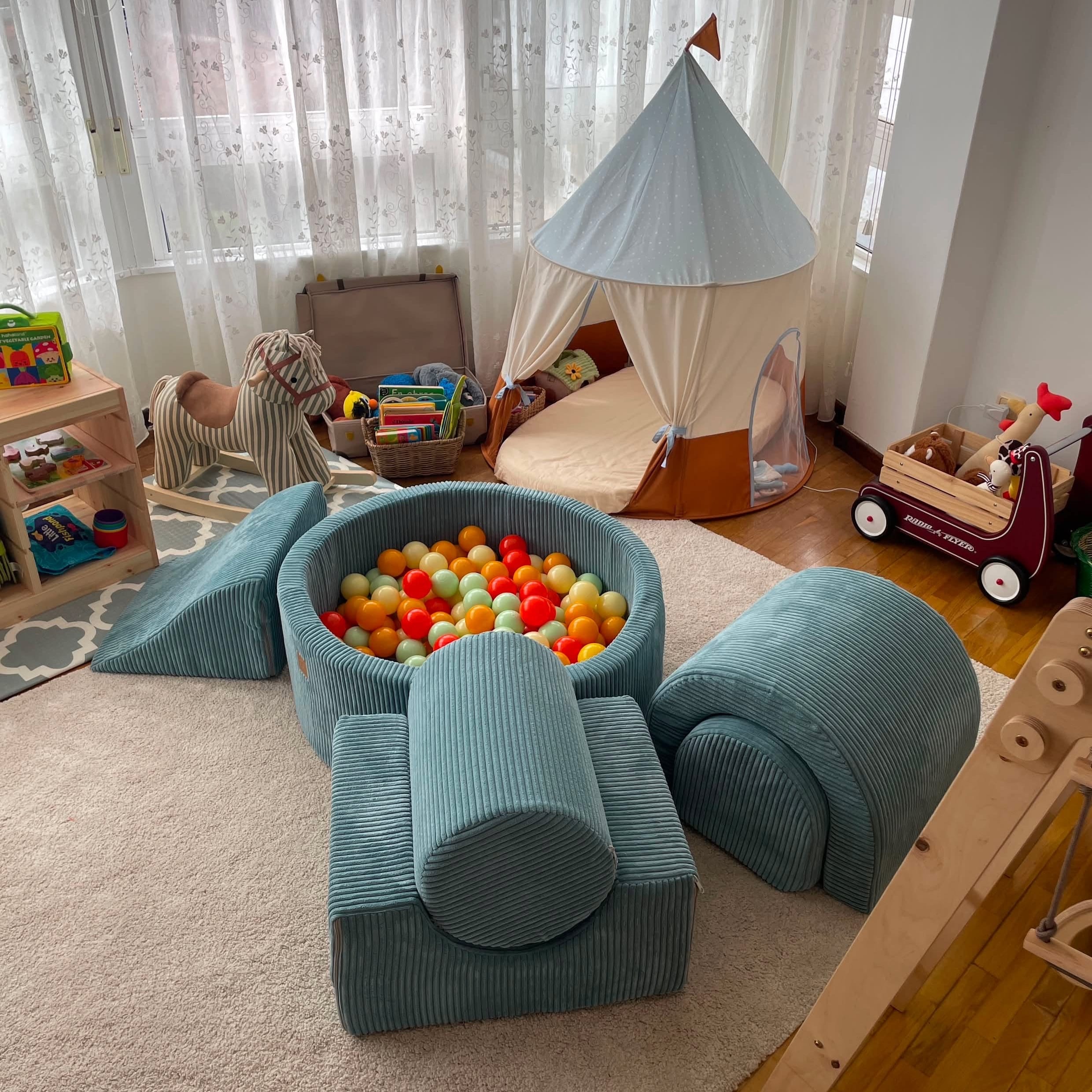 Meowbaby Piankowy Plac Zabaw dla Dzieci | Z Basenem z Kulkami | Aesthetic