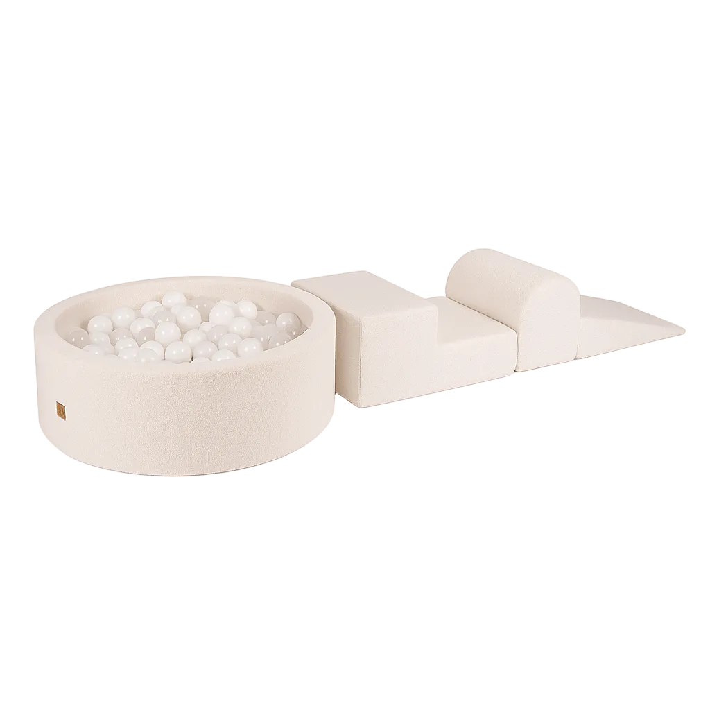 Meowbaby Piankowy Plac Zabaw dla Dzieci | Z Basenem z Kulkami | Biały | Boucle