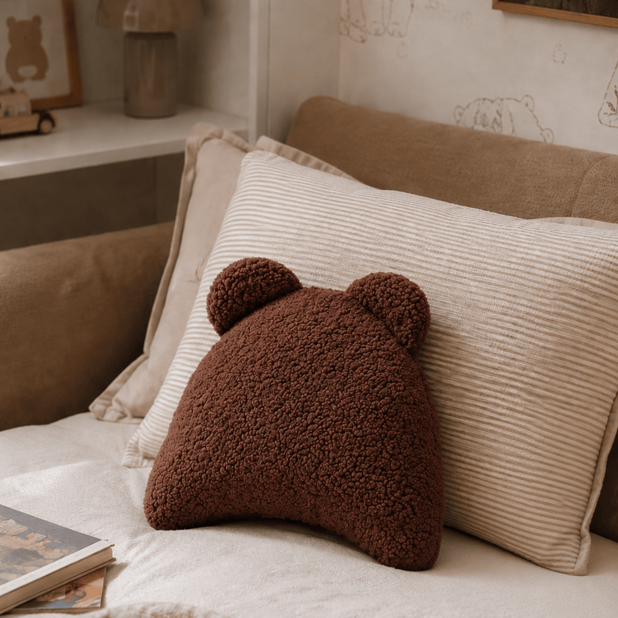 Meowbaby Poduszka Dekoracyjna dla Dzieci Miś - Miękka i Stylowa | Bearly