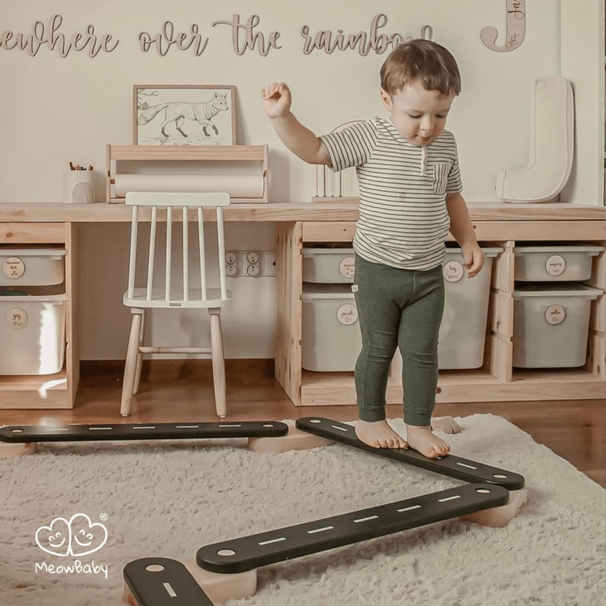 Meowbaby Ścieżka Sensoryczna dla Dziecka Montessori | Drewniana