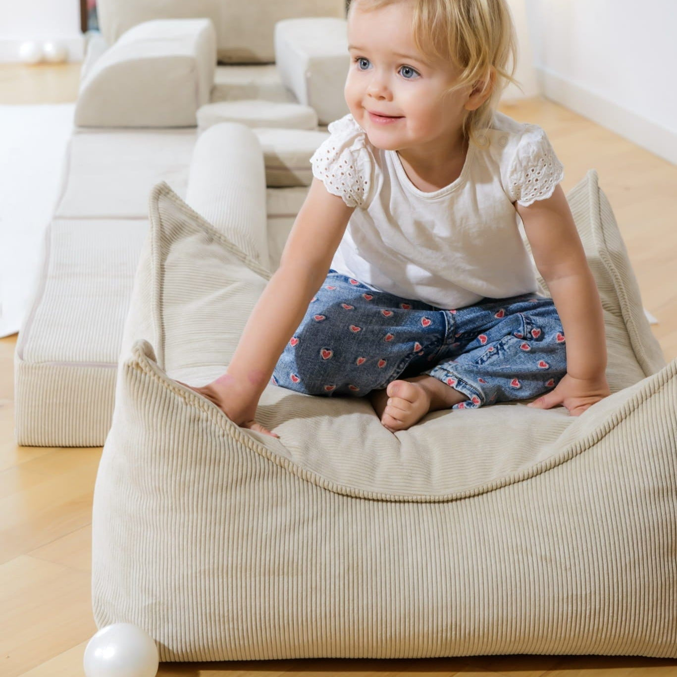 Meowbaby Slimcord - Kwadratowa Pufa dla Dzieci