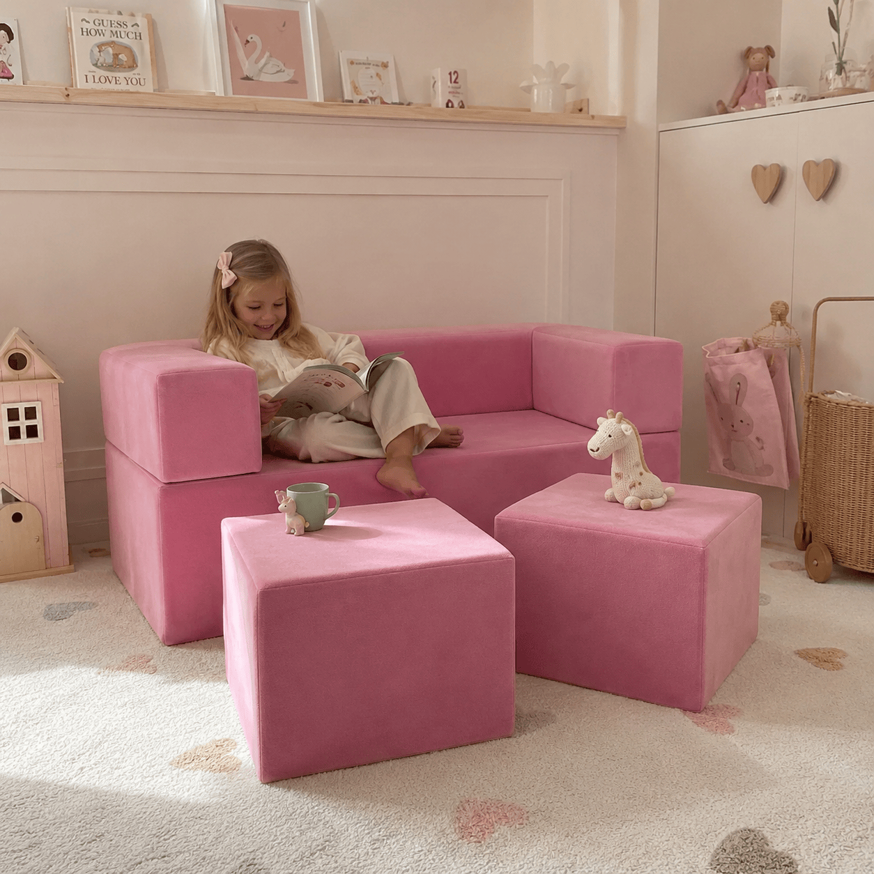 Meowbaby Sofa Modułowa dla Dziecka Cube - 4 Elementy | Velvet