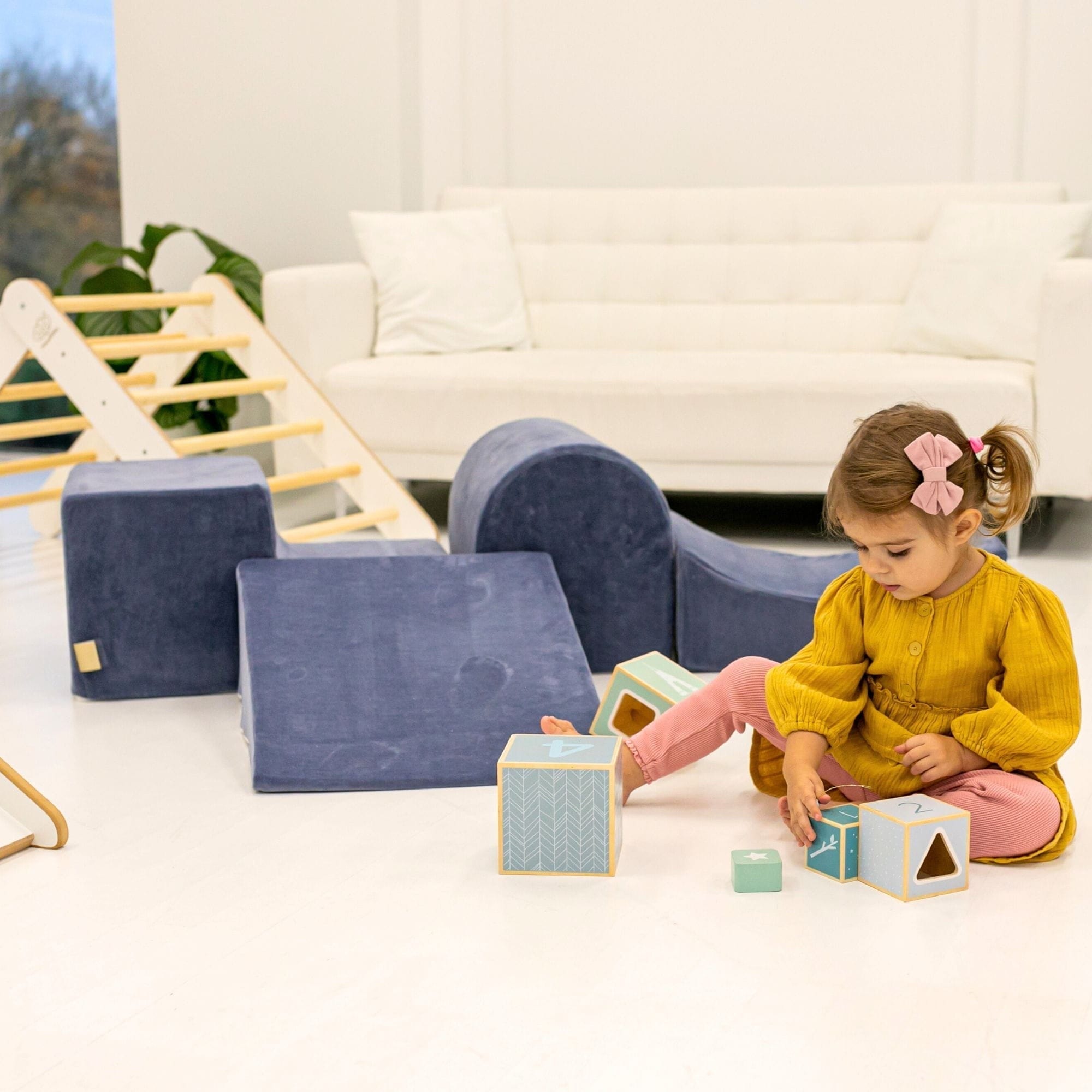 Meowbaby Velvet Kids Foam Climbing Blocks - Baby Soft Play Set | 3 Elements