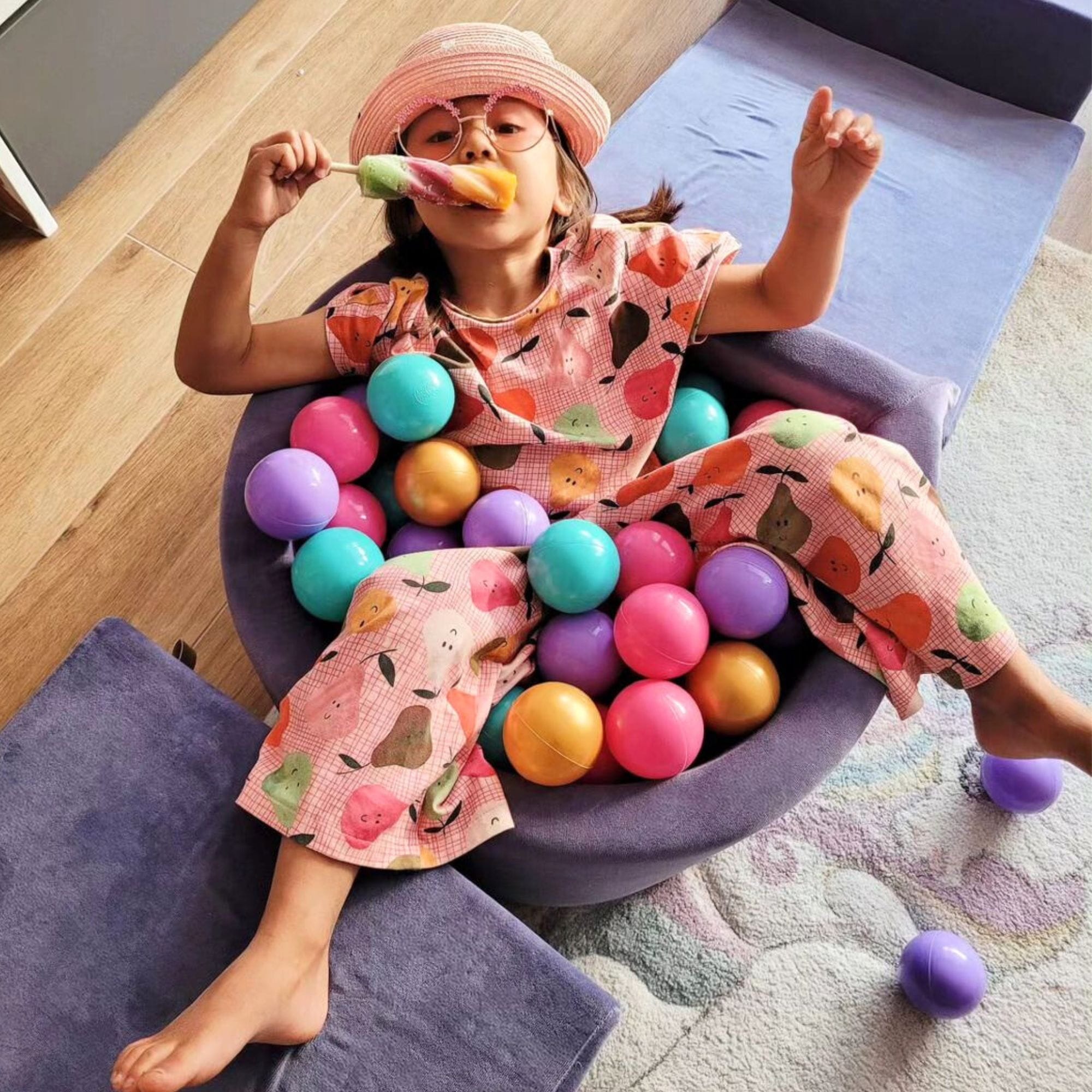 Meowbaby Velvet Kids Foam Climbing Blocks Ecru - Baby Soft Play Set | Balls to Choose