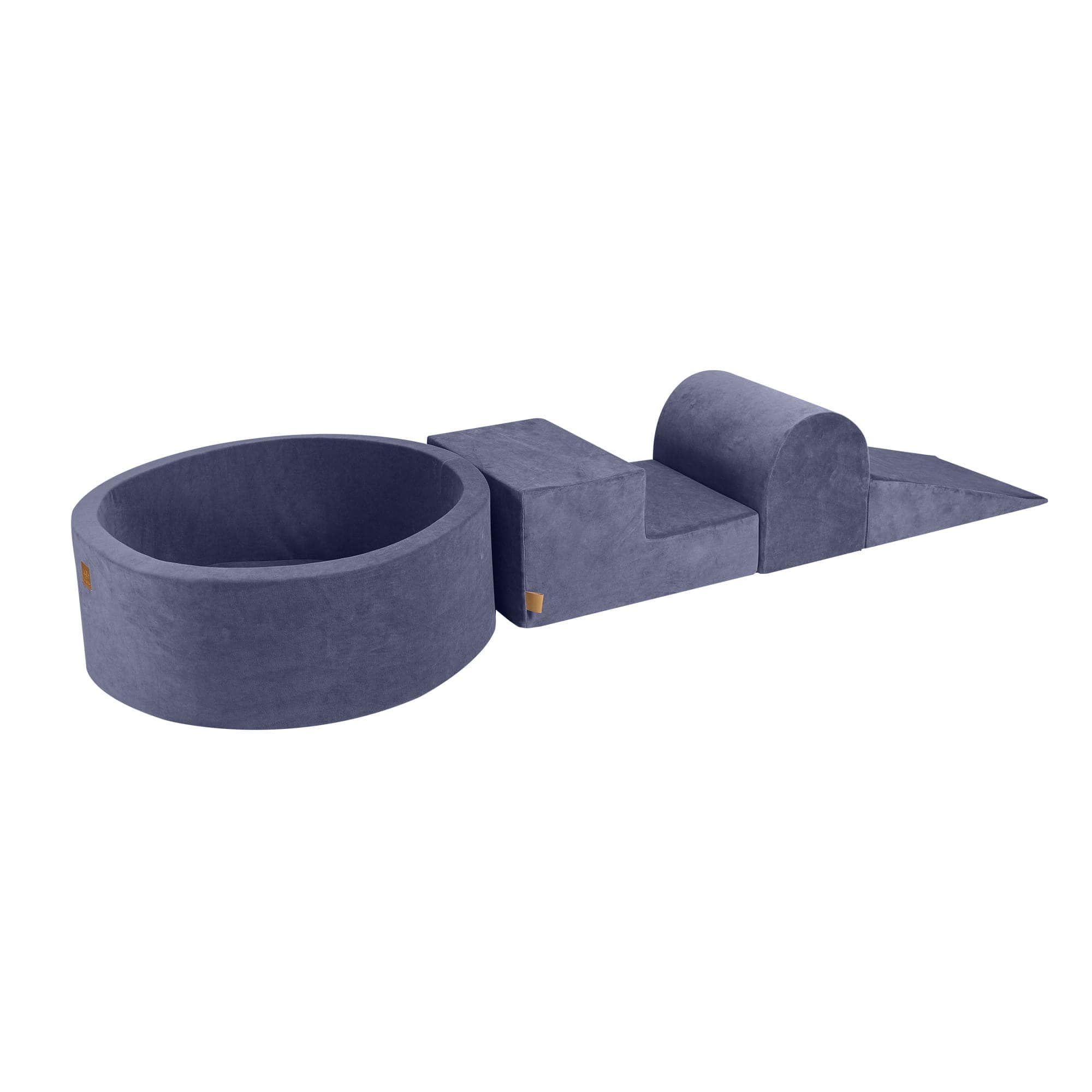 Meowbaby Velvet Kids Foam Climbing Blocks Grey-Blue - Baby Soft Play Set | Balls to Choose
