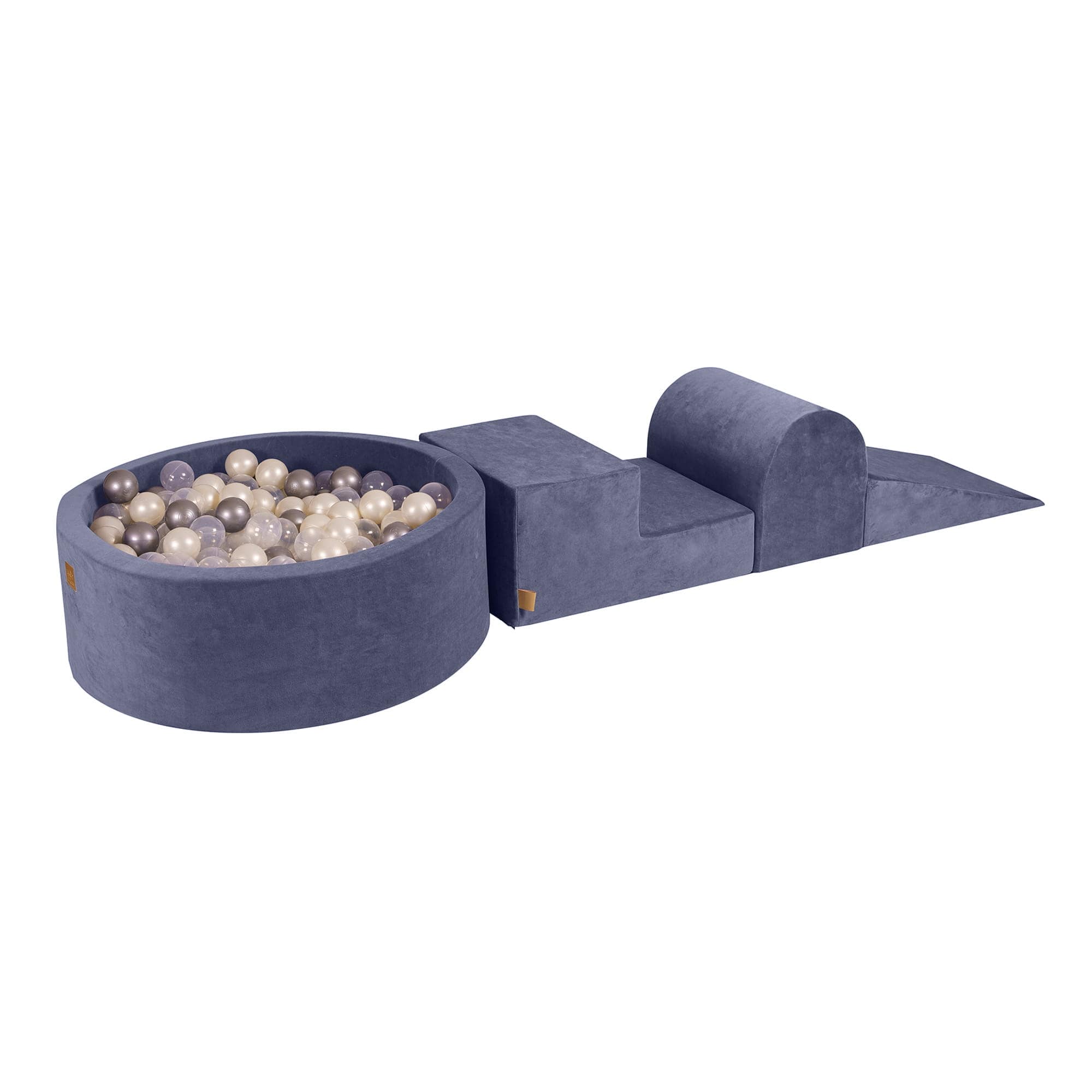 Meowbaby Velvet Kids Foam Climbing Blocks Grey-Blue - Baby Soft Play Set | Balls to Choose