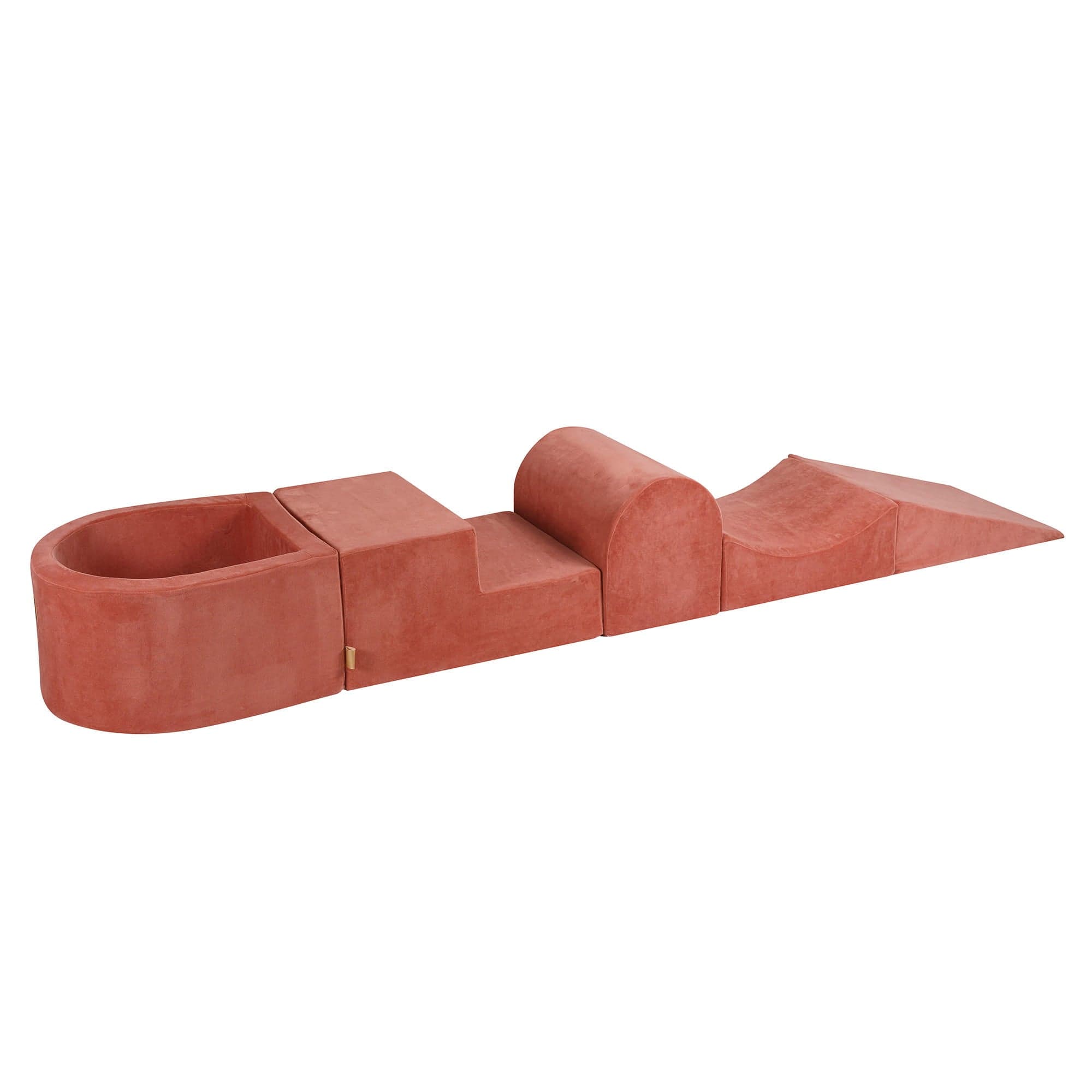 Meowbaby Velvet Kids Foam Climbing Blocks Marsala Red - Baby Soft Play Set | Balls to Choose