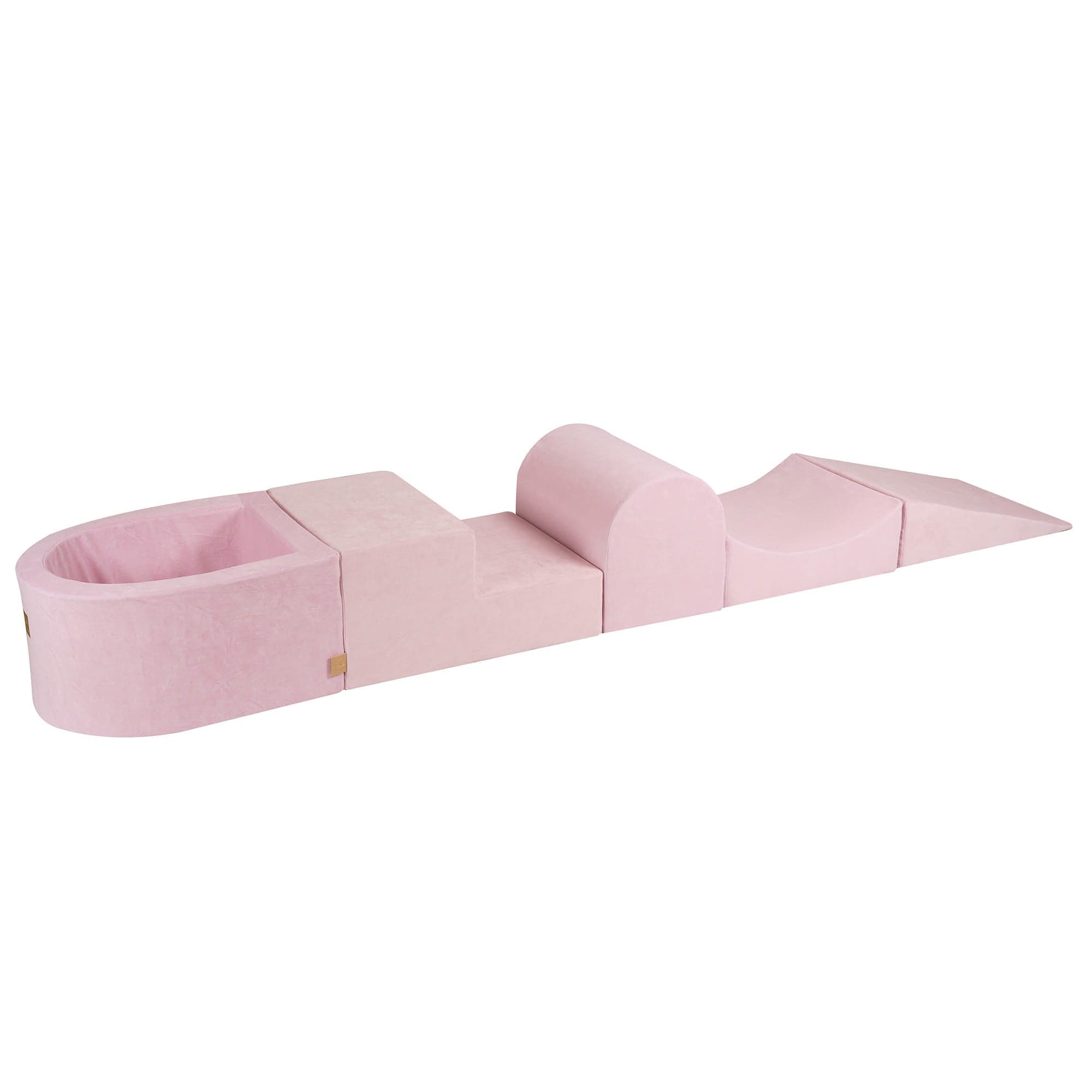 Meowbaby Velvet Kids Foam Climbing Blocks Pink - Baby Soft Play Set | Balls to Choose