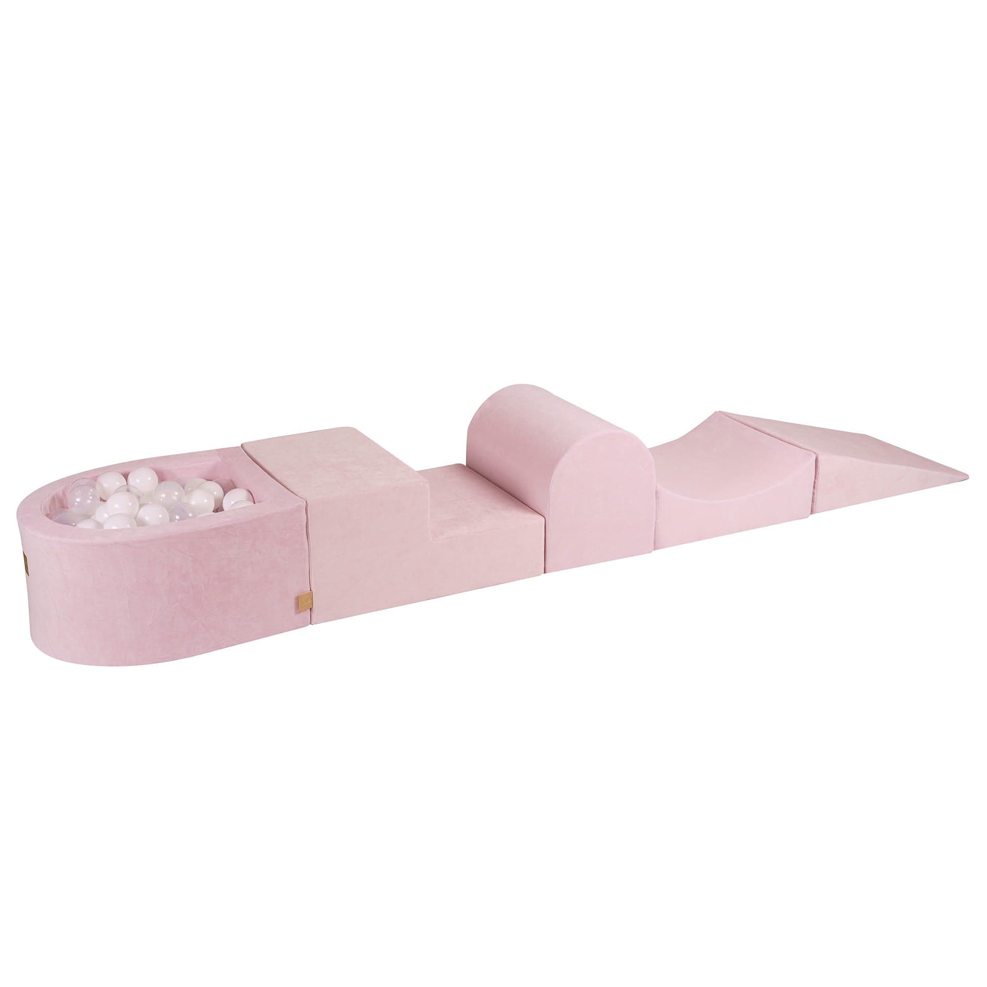 Meowbaby Velvet Kids Foam Climbing Blocks Pink - Baby Soft Play Set | Balls to Choose