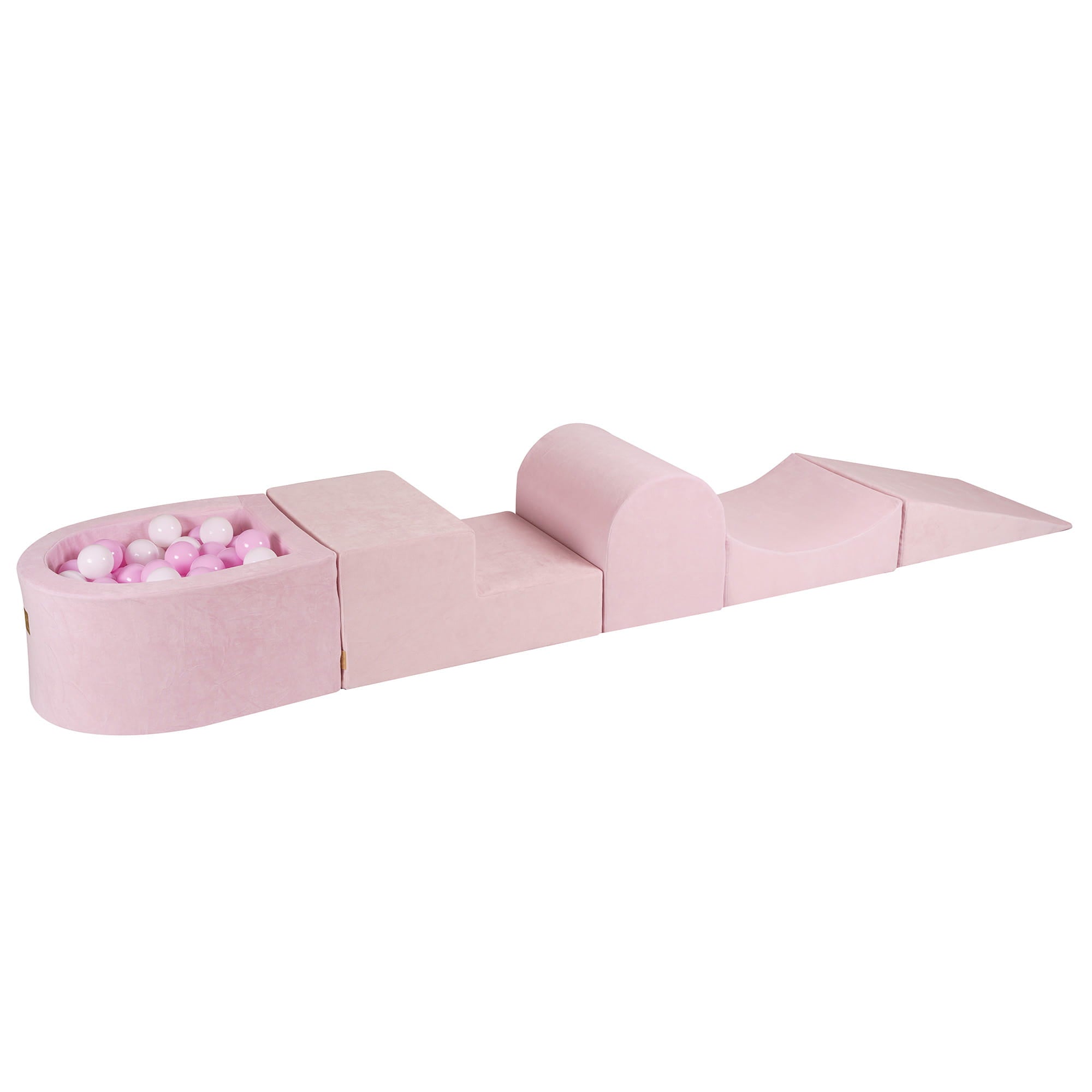 Aire de jeux en mousse velours 5 éléments rose poudré