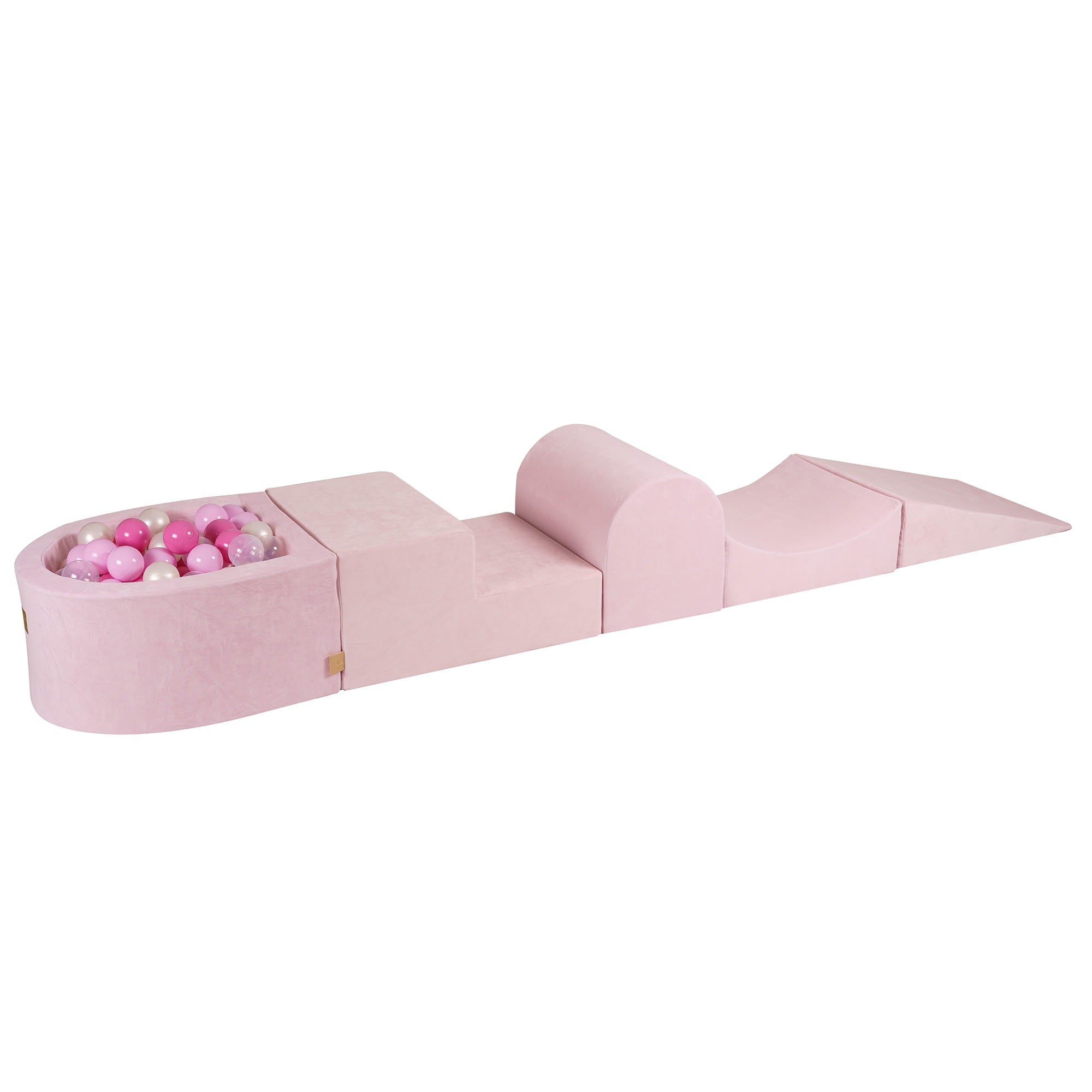 Aire de jeux en mousse velours 5 éléments rose poudré