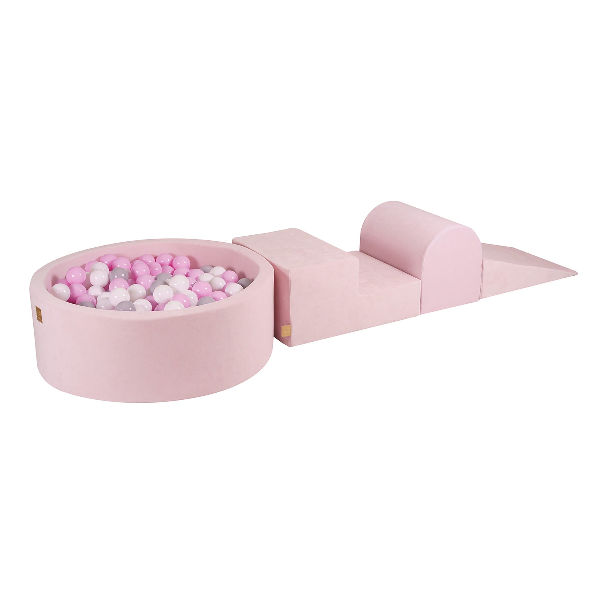 Aire de jeux en mousse velours 4 éléments rose poudré