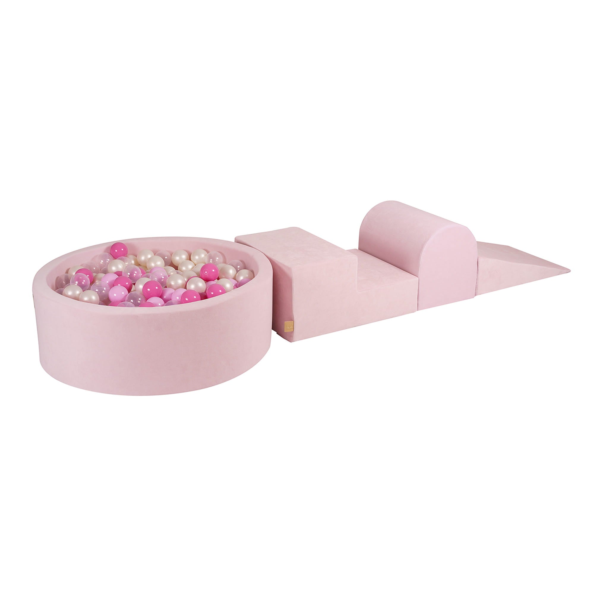 Aire de jeux en mousse velours 4 éléments rose poudré