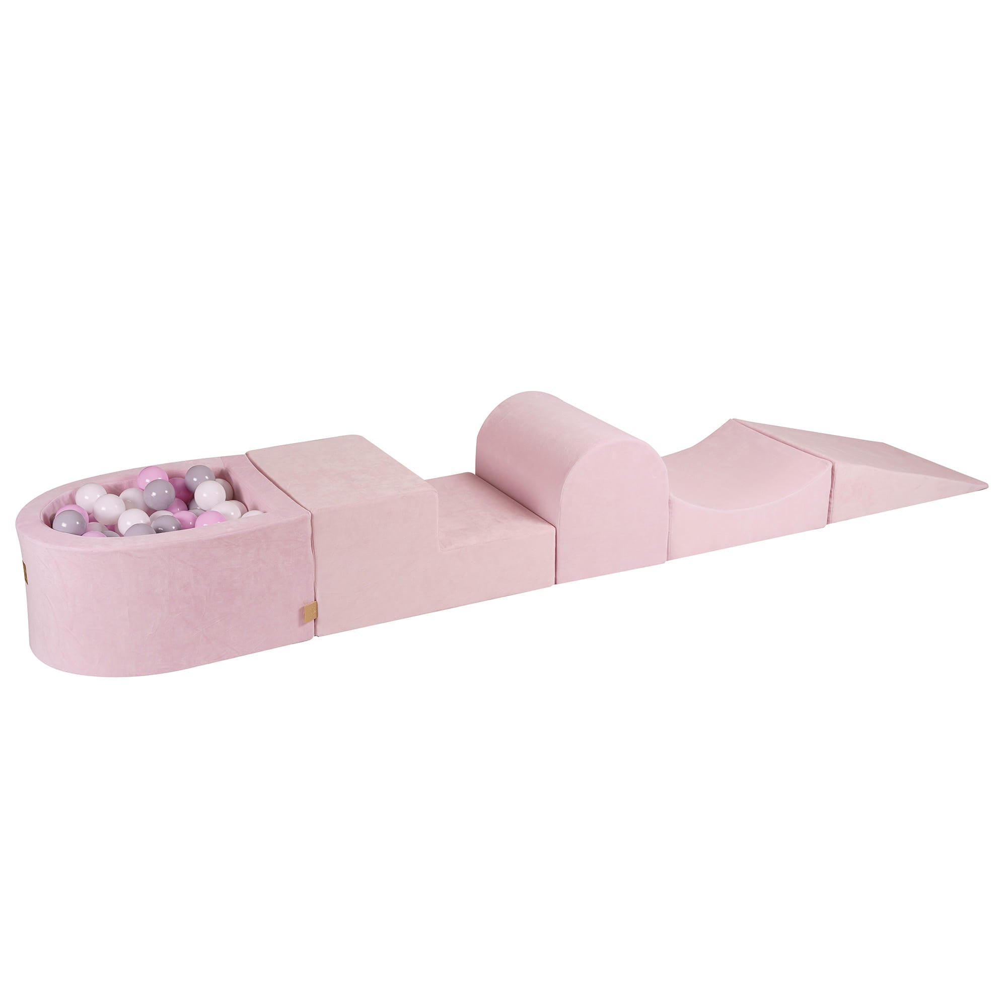 Aire de jeux en mousse velours 5 éléments rose poudré