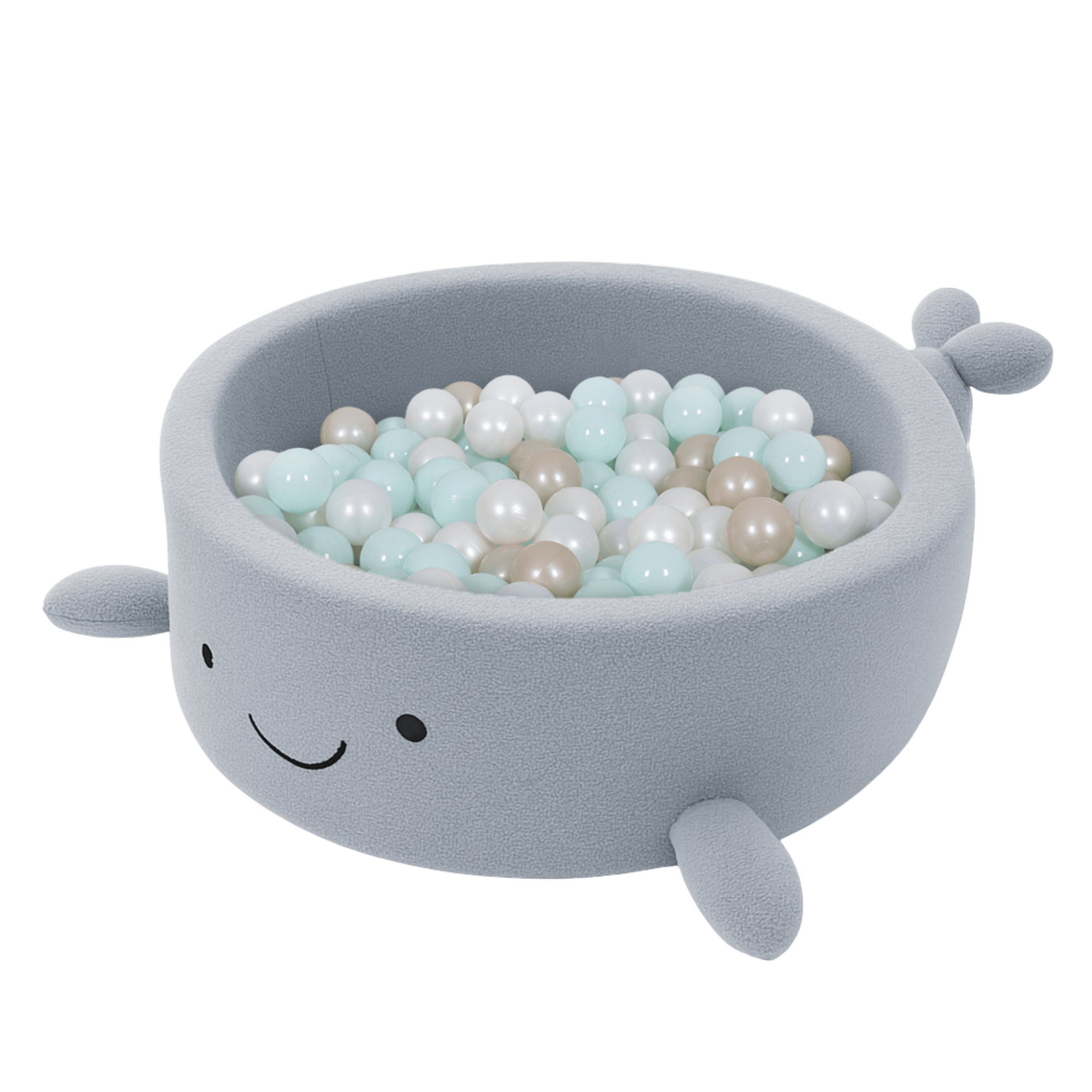 Meowbaby Basen z Kulkami dla Dziecka - Wieloryb | Piłki do wyboru | Dusty Ice Blue | Boucle