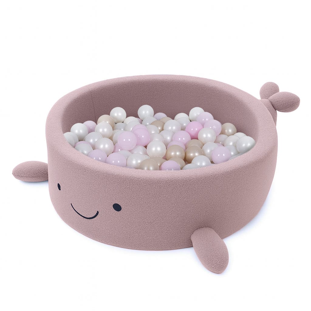 Meowbaby Basen z Kulkami dla Dziecka - Wieloryb | Piłki do wyboru | Raspberry Glaze Pink | Boucle