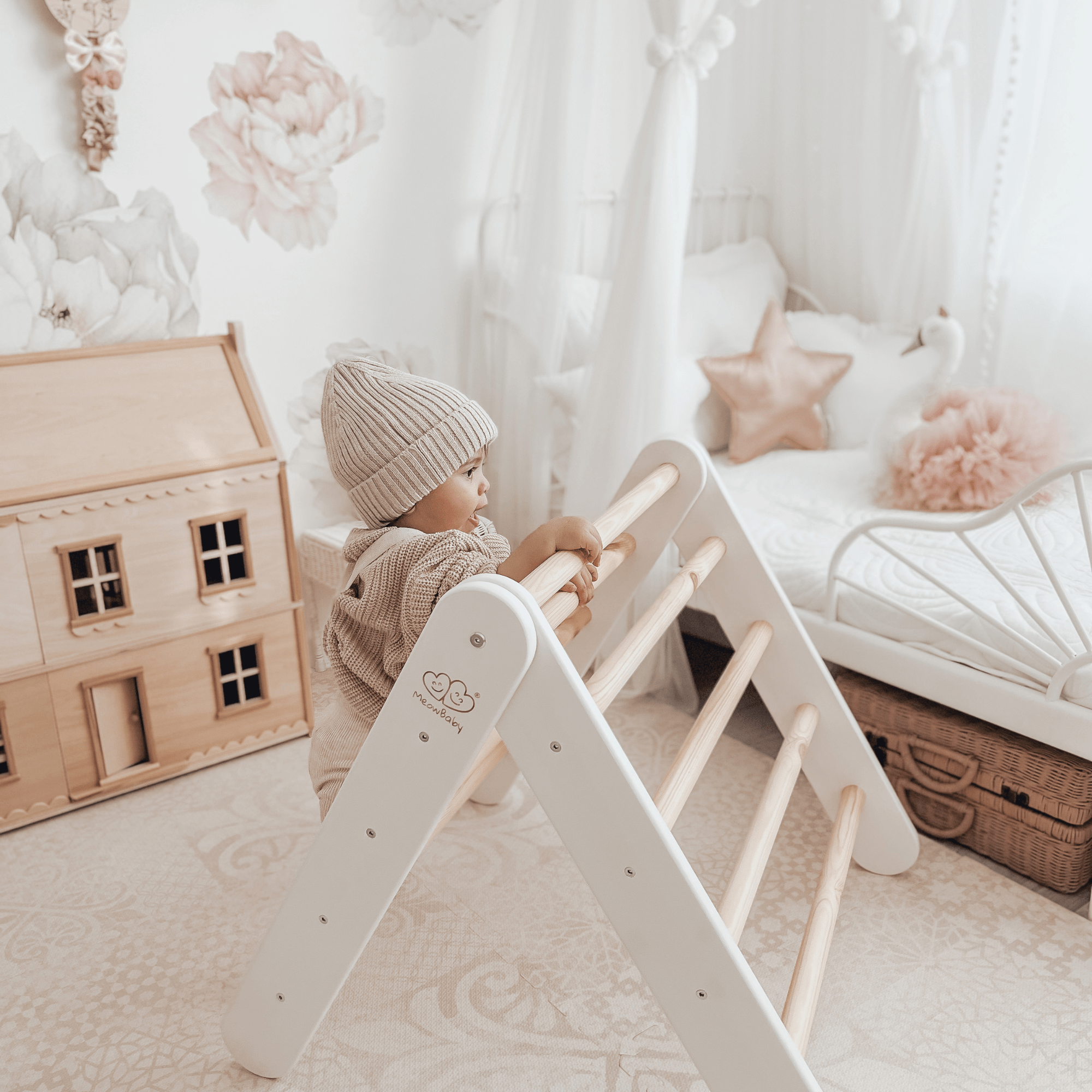 Meowbaby Drabinka dla Dziecka Montessori - Stabilna i Bezpieczna