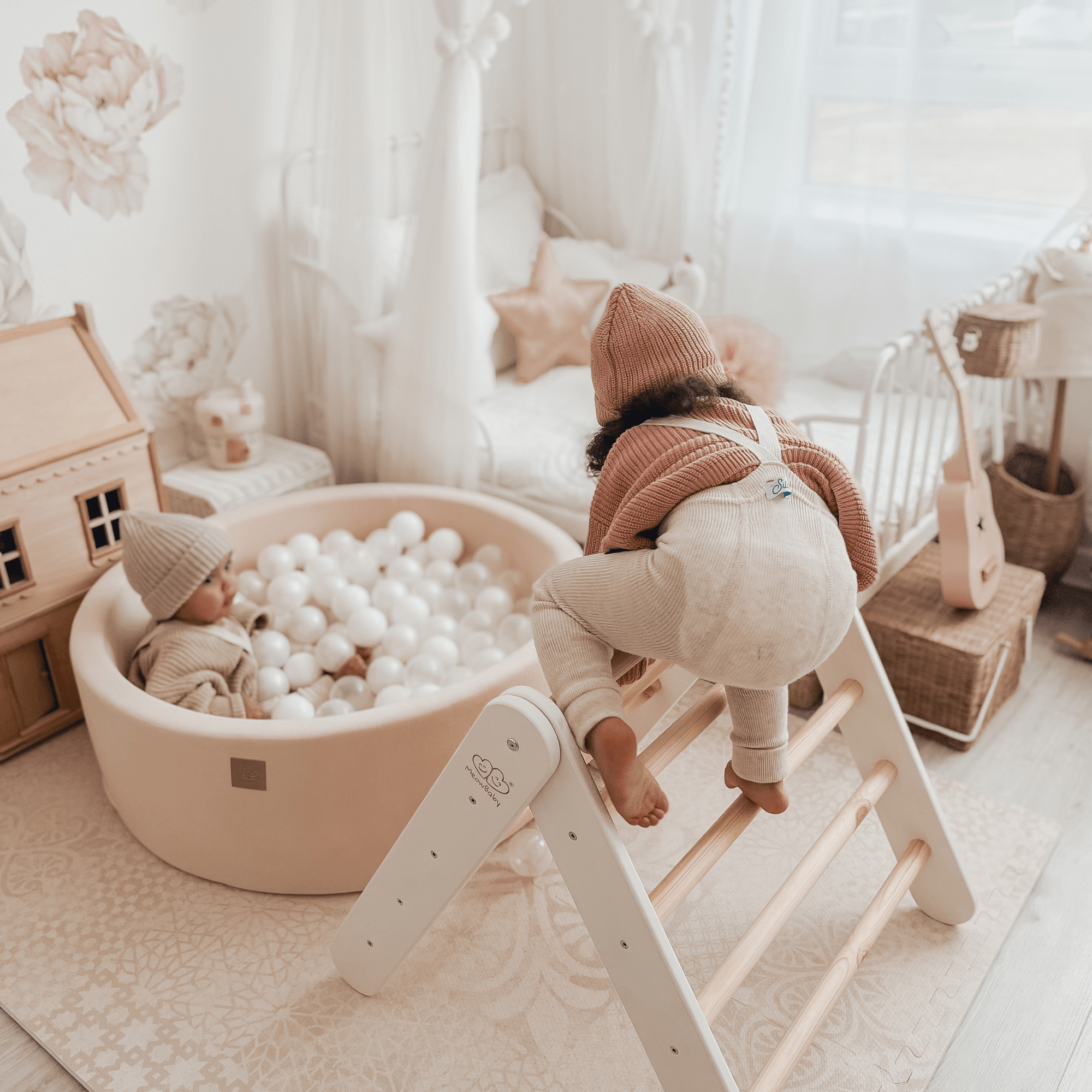 Meowbaby Drabinka dla Dziecka Montessori - Stabilna i Bezpieczna
