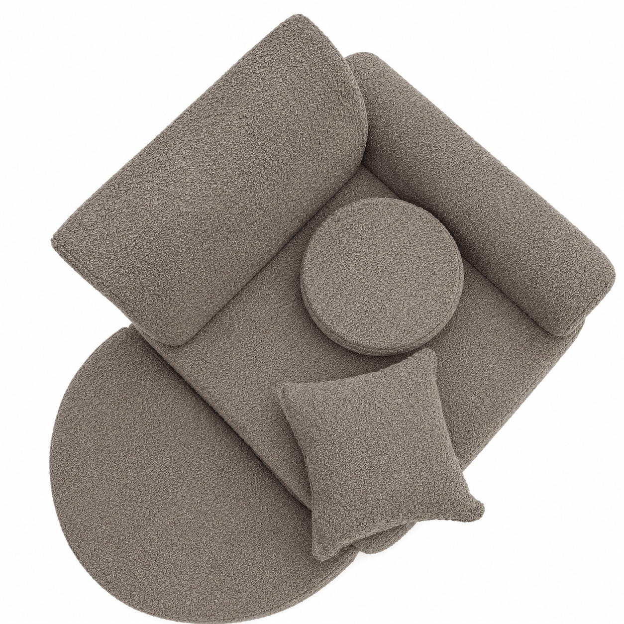 Meowbaby Fotel Modułowy dla Dziecka – 6 Elementów | Boucle | 60cm