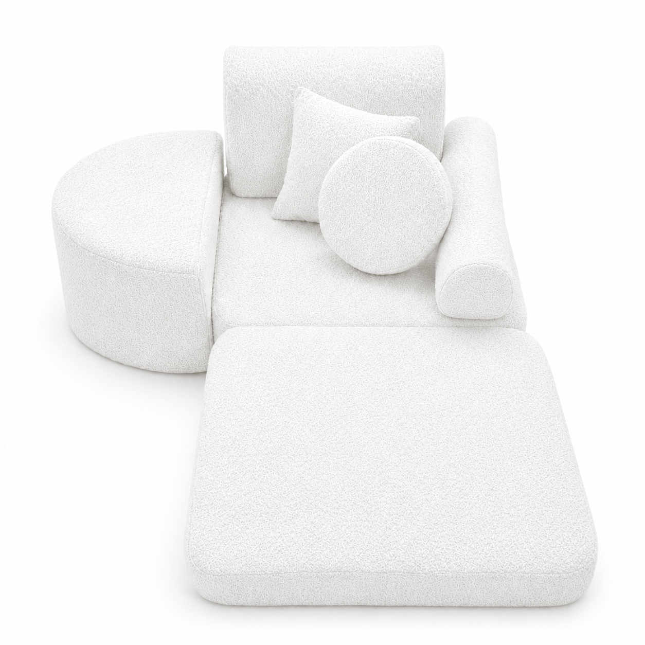 Meowbaby Fotel Modułowy dla Dziecka – 6 Elementów | Boucle | 60cm