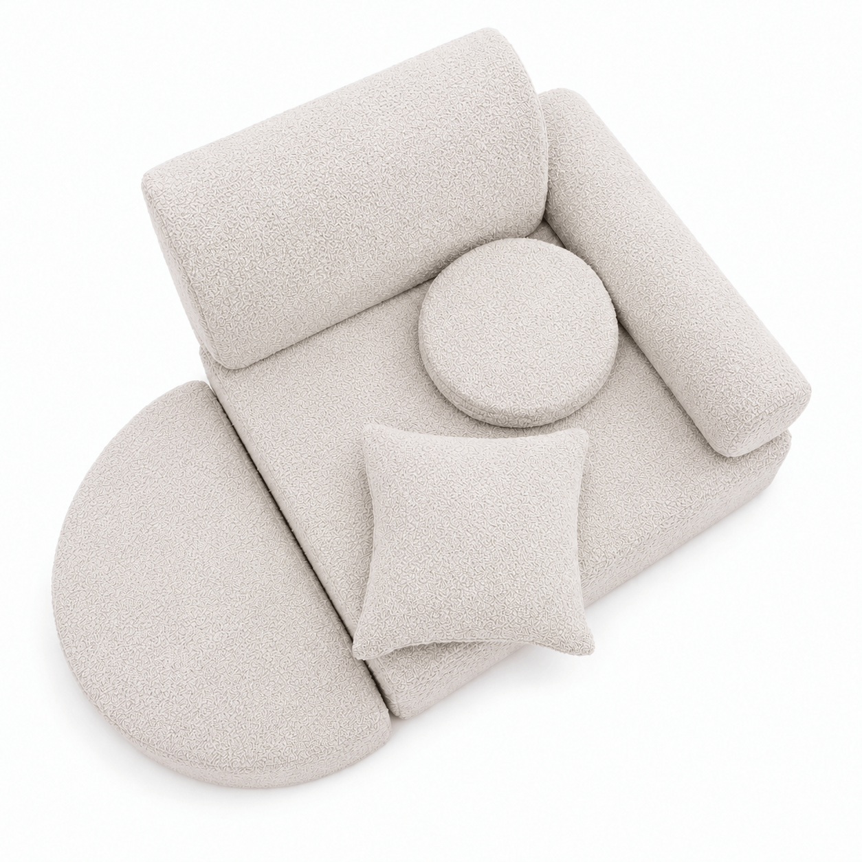 Meowbaby Fotel Modułowy dla Dziecka – 6 Elementów | Boucle | 60cm