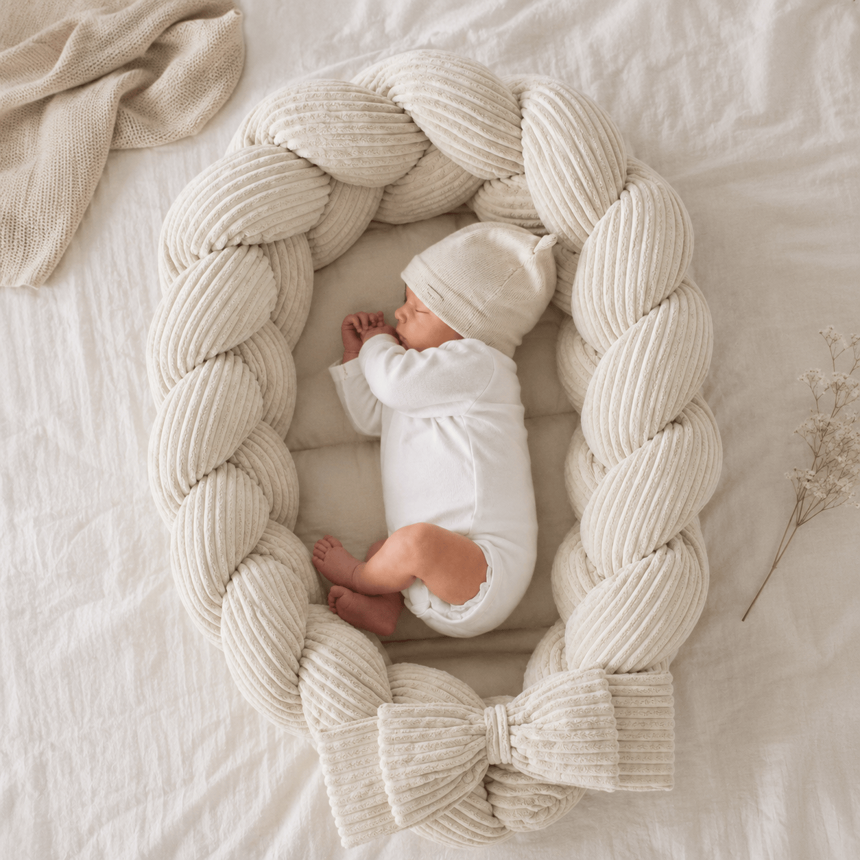 Meowbaby Kokon Niemowlęcy z Warkoczem Ochronnym - Mata do Zabawy | Aesthetic