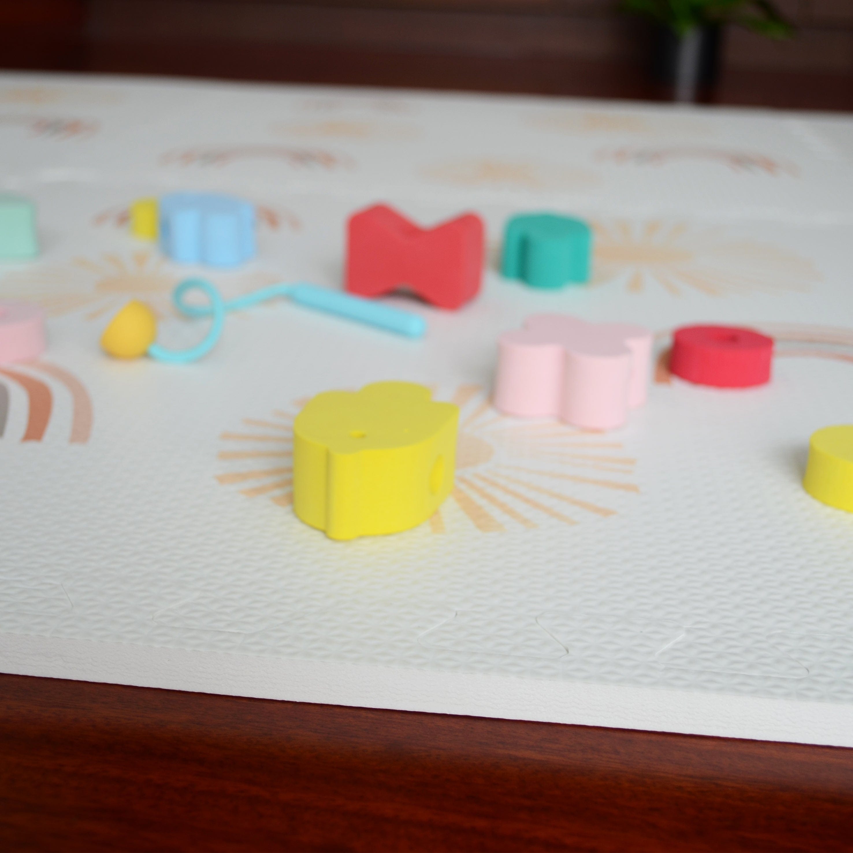 MeowBaby Mata Piankowa Puzzle MeowBaby – Beżowa Mata Edukacyjna | 6 elementów