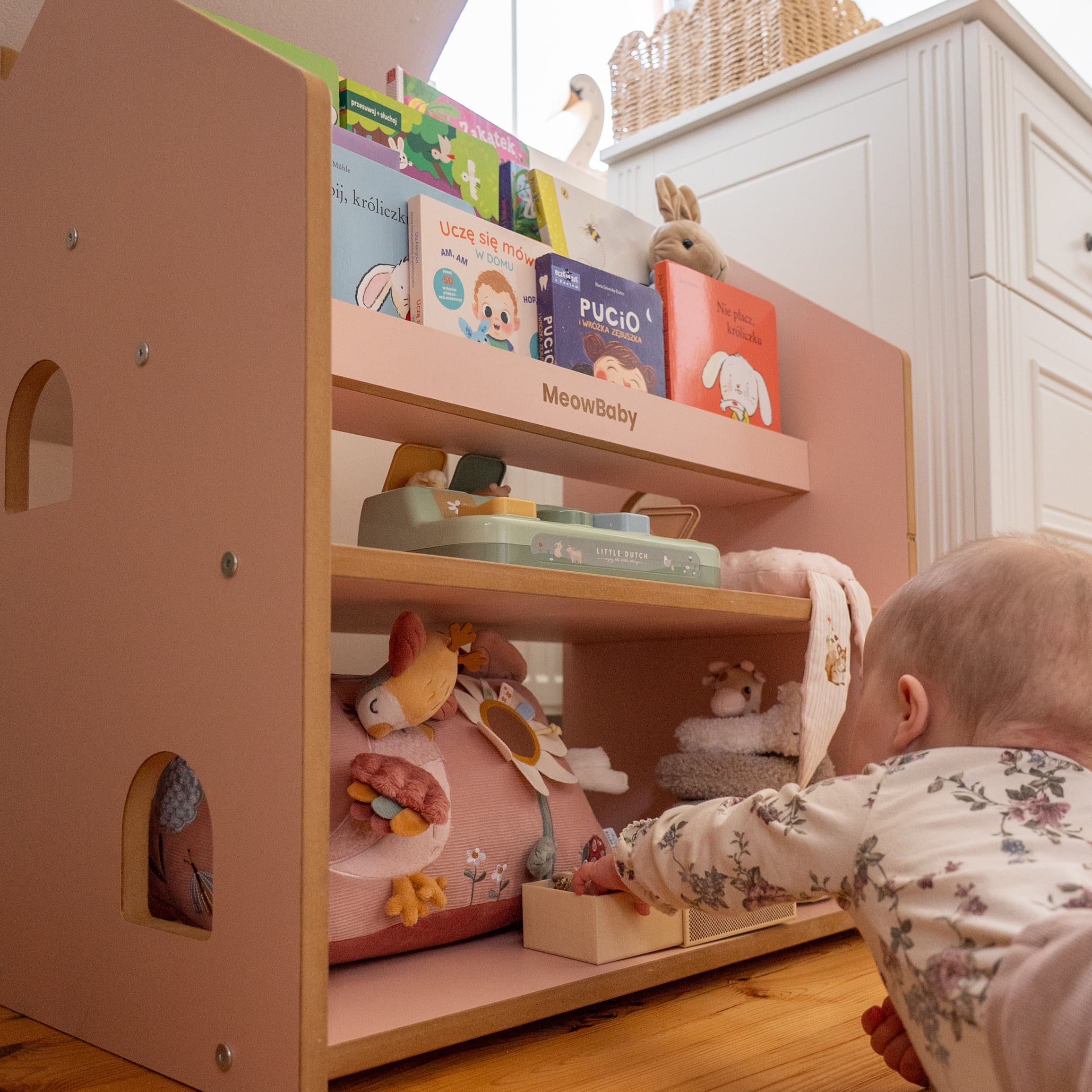 Meowbaby MeowBaby Biblioteczka Montessori – Regał Domek na Książki MDF