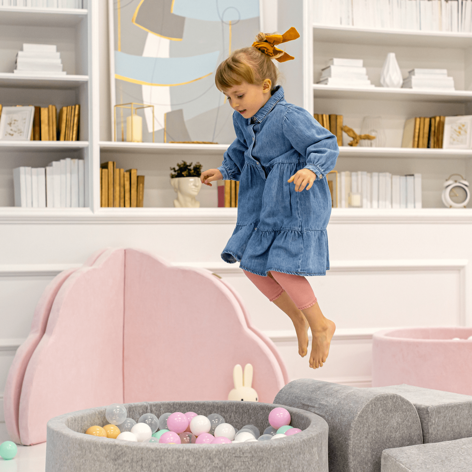 Meowbaby Piankowy Plac Zabaw dla Dzieci | Z Basenem z Kulkami | Ciemnozielony | Velvet