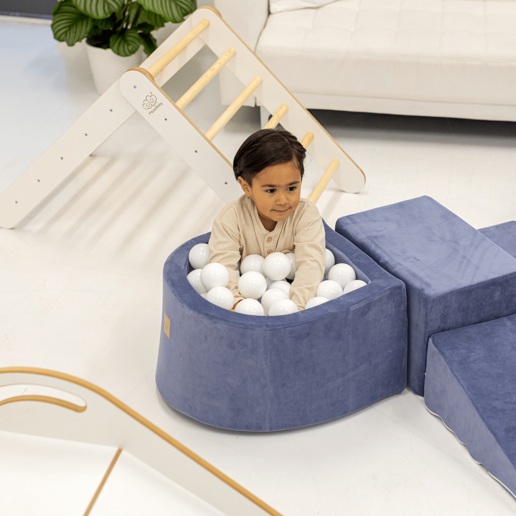 Meowbaby Piankowy Plac Zabaw dla Dzieci | Z Małym Basenem z Kulkami | Ciemnozielony | Velvet